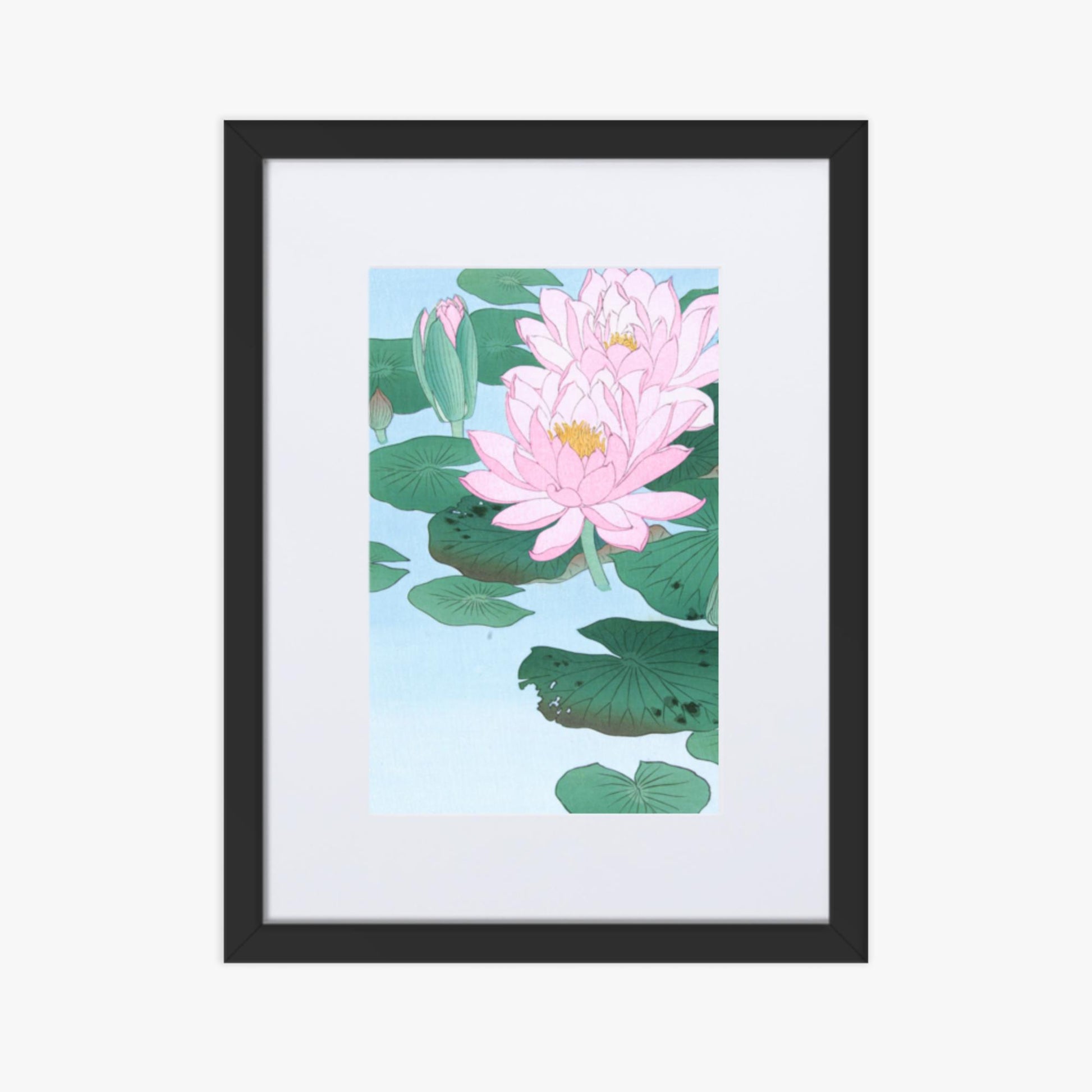 Ohara Koson - Water Lily 30x40 cm Poster With Black Frame