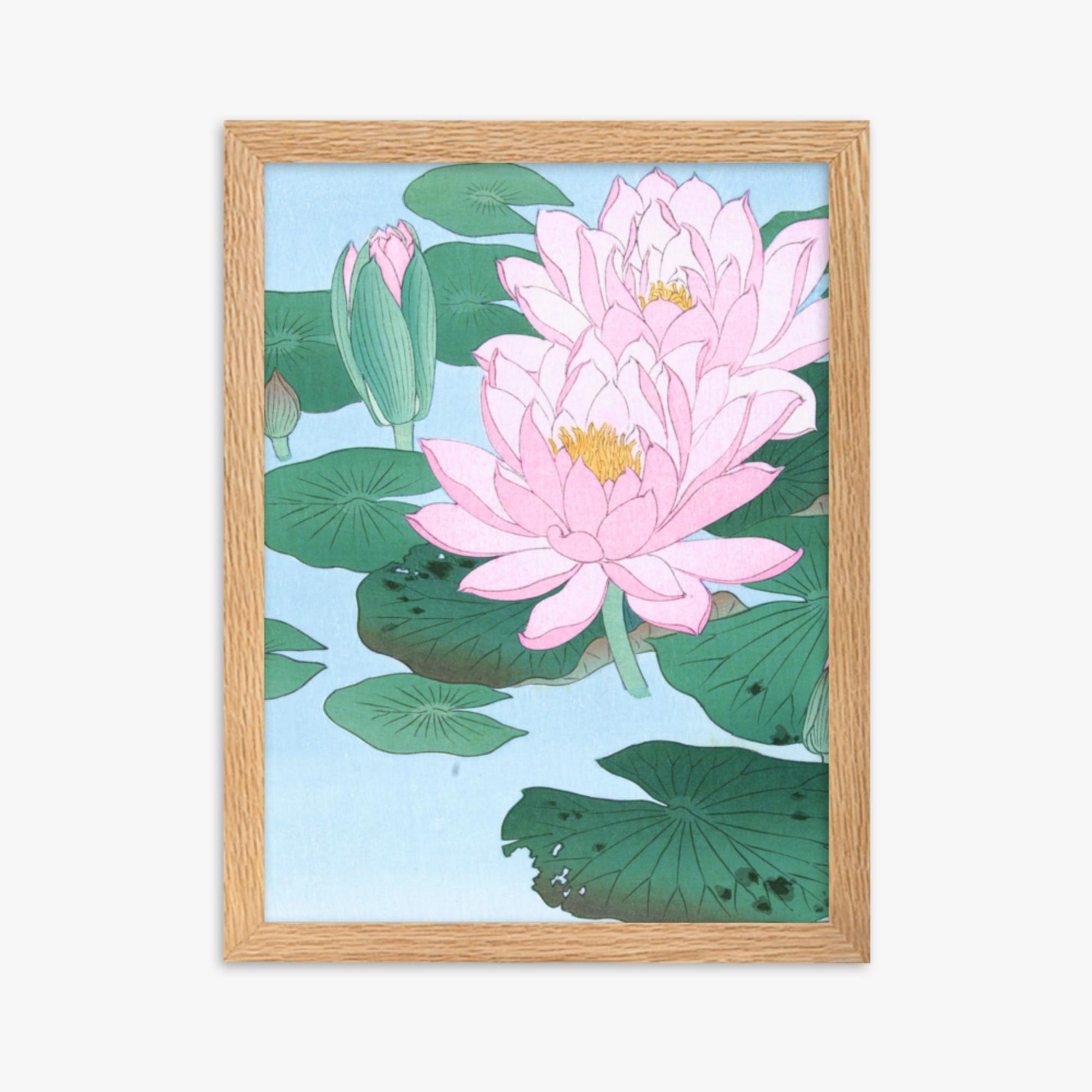 Ohara Koson - Water Lily 30x40 cm Poster With Oak Frame