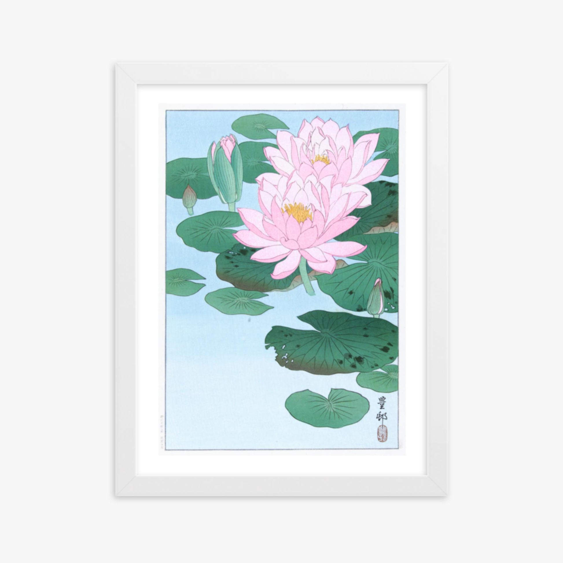 Ohara Koson - Water Lily 30x40 cm Poster With White Frame