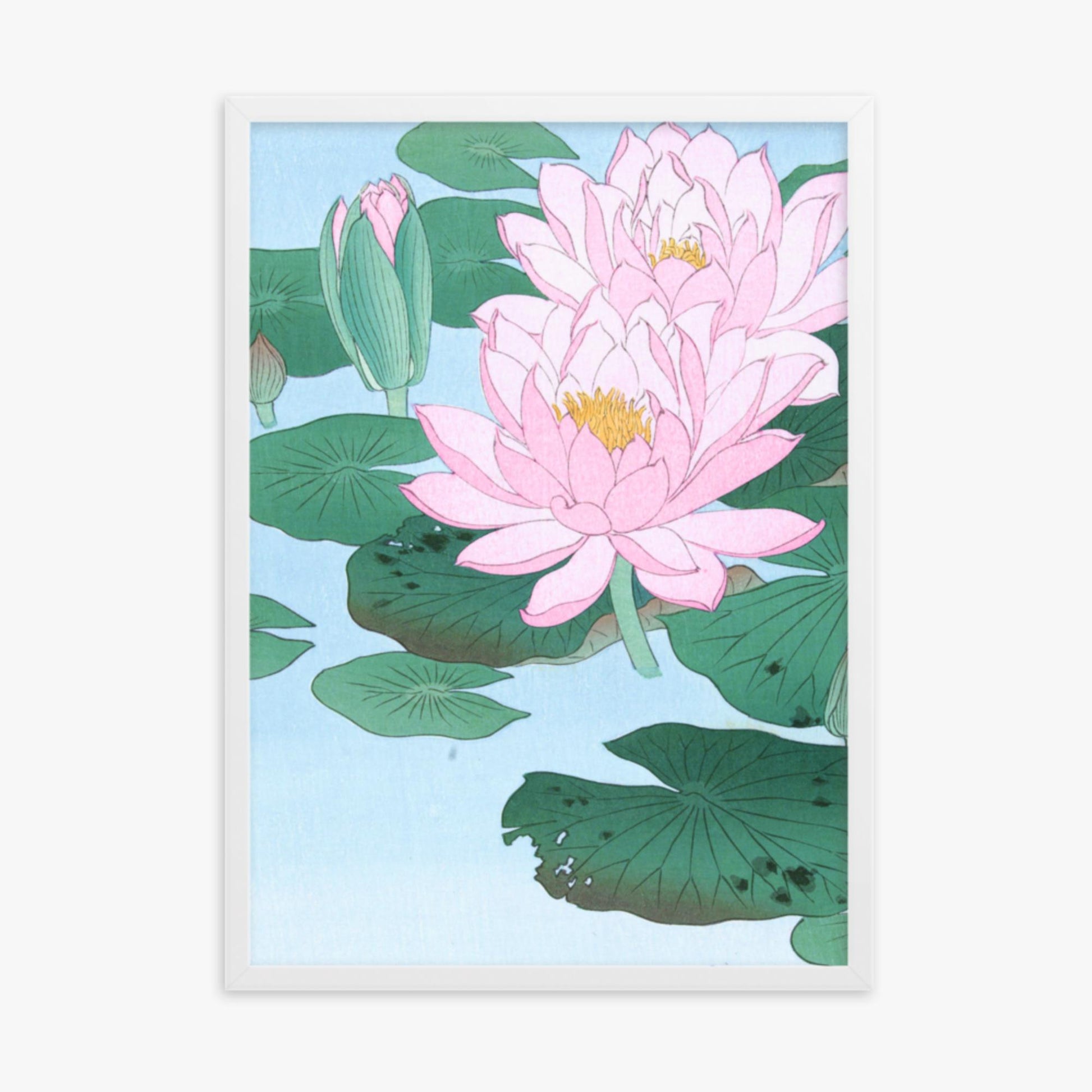 Ohara Koson - Water Lily 50x70 cm Poster With White Frame