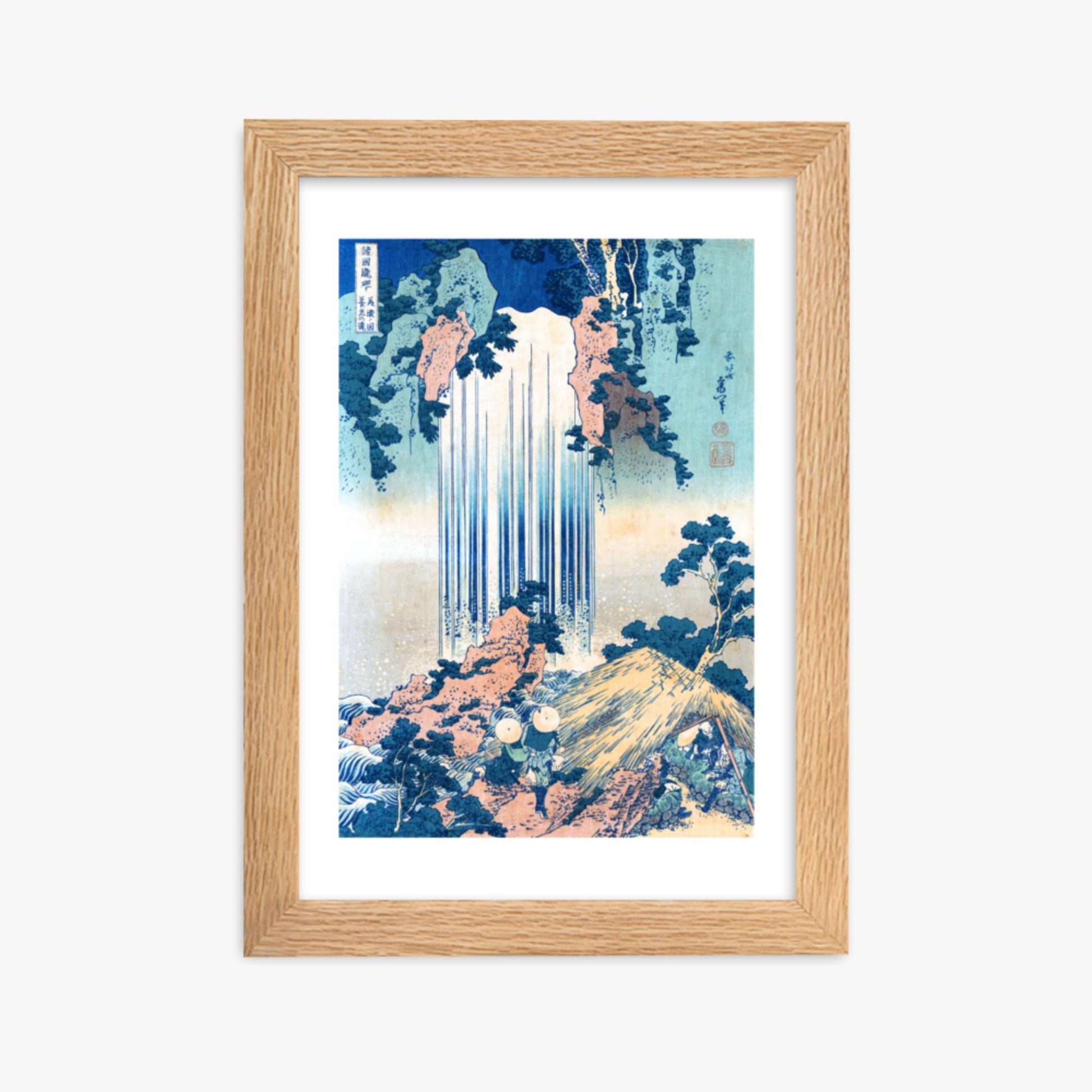 Katsushika Hokusai: Yoro Waterfall in Mino Province - 21x30 cm Poster With Oak Frame