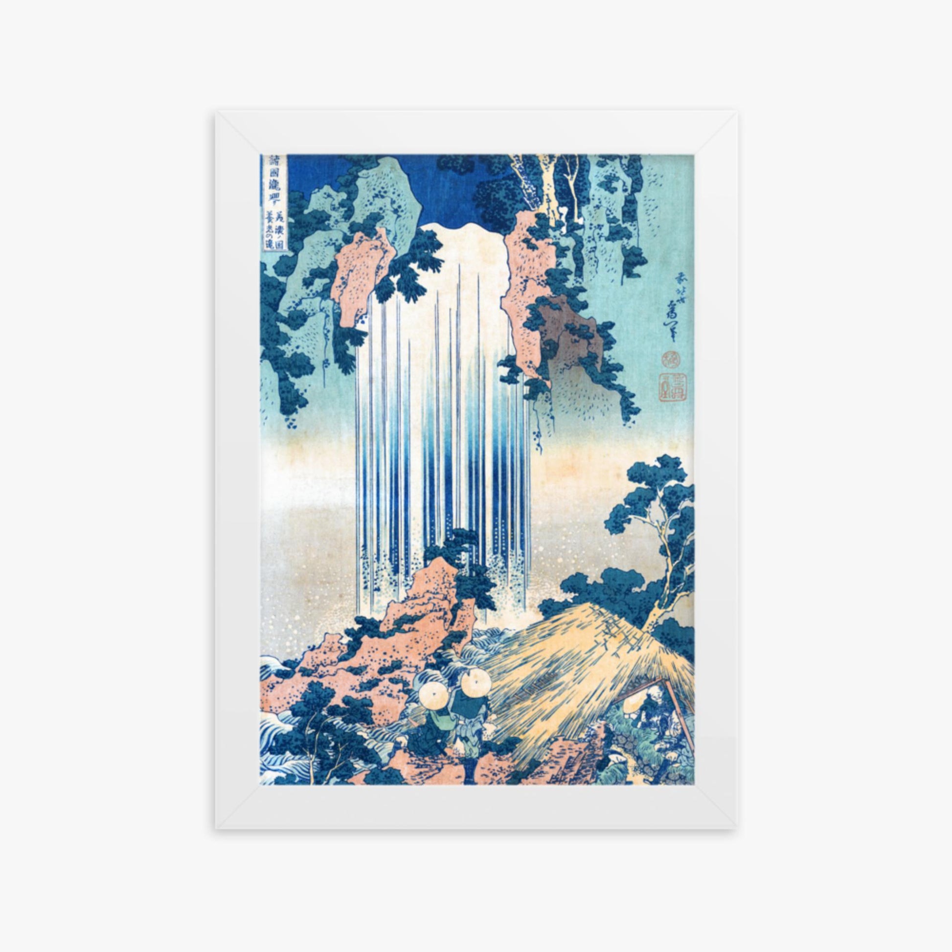 Katsushika Hokusai: Yoro Waterfall in Mino Province - 21x30 cm Poster With White Frame