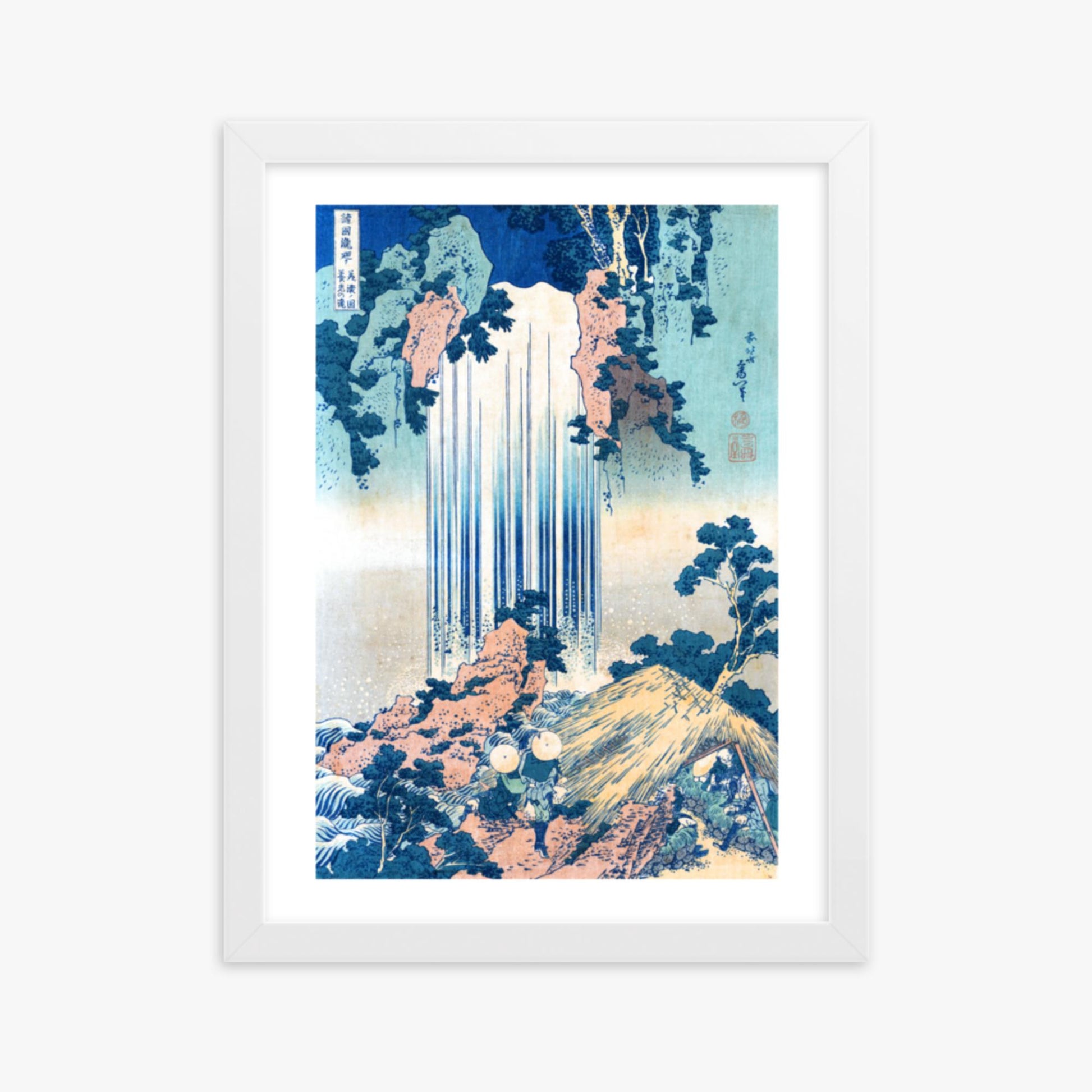 Katsushika Hokusai: Yoro Waterfall in Mino Province - 30x40 cm Poster With White Frame