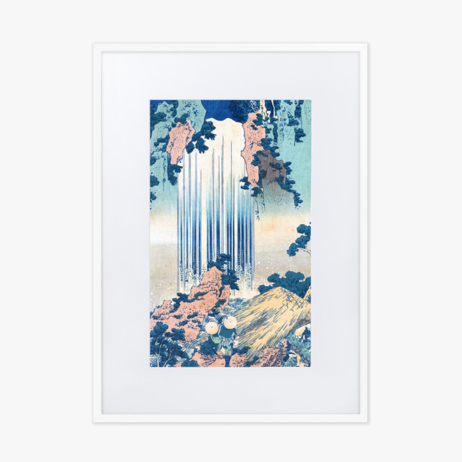 Katsushika Hokusai: Yoro Waterfall in Mino Province - 50x70 cm Poster With White Frame