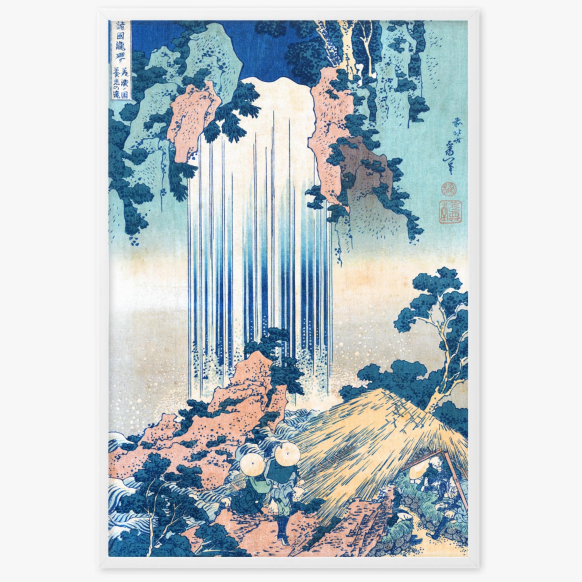 Katsushika Hokusai: Yoro Waterfall in Mino Province - 61x91 cm Poster With White Frame