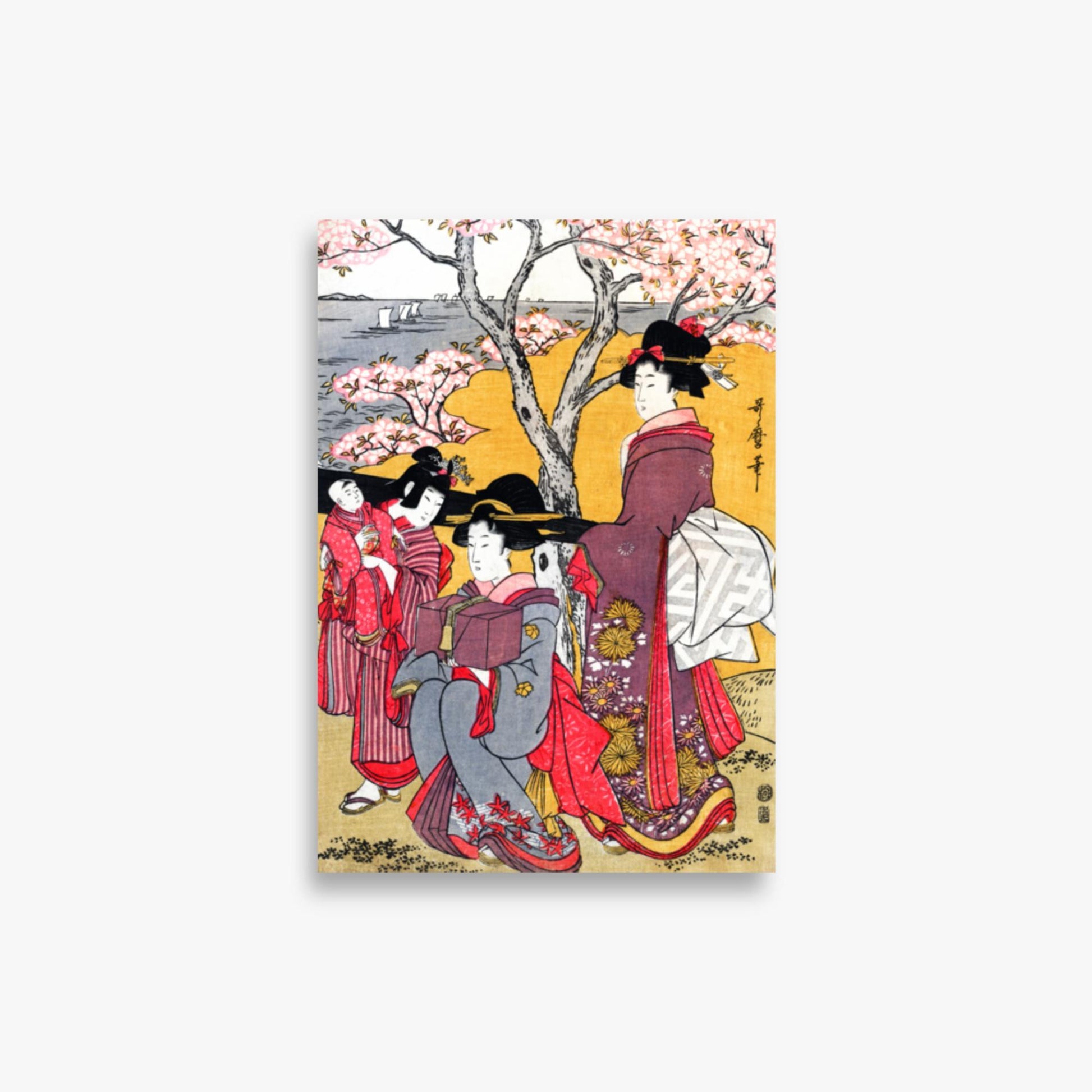 Kitagawa Utamaro - Cherry-viewing at Gotenyama 21x30 cm Poster