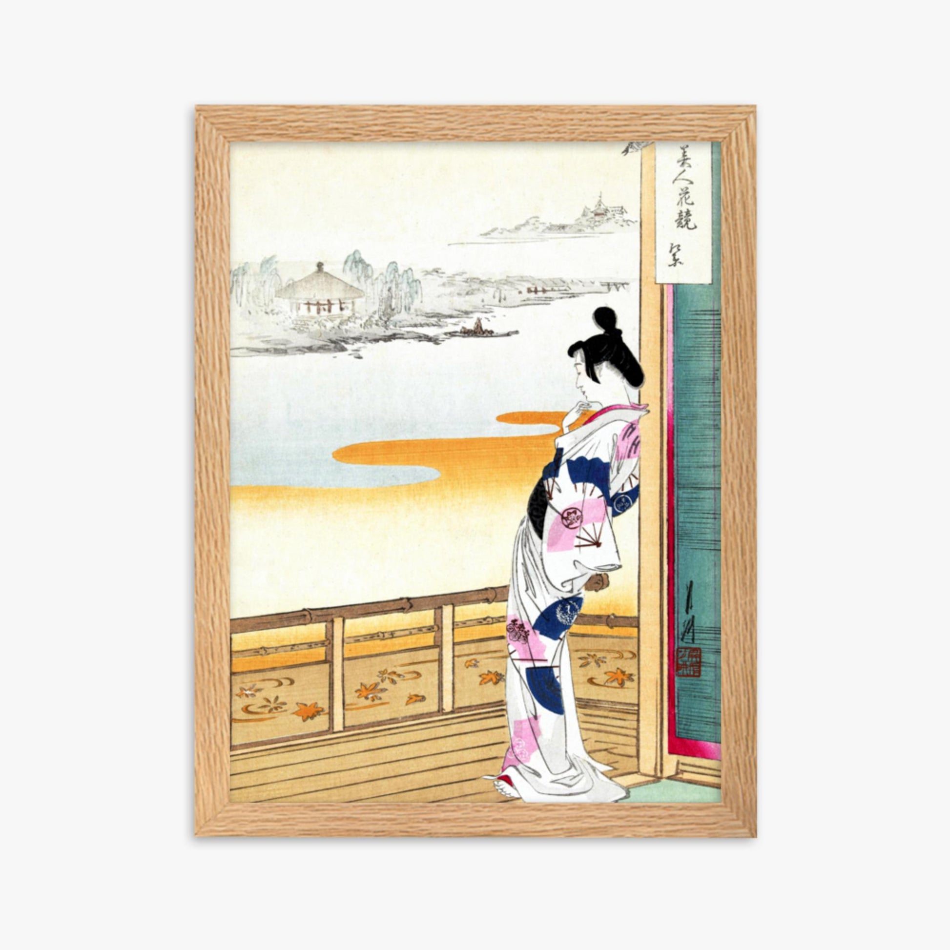 Ogata Gekko - The Call of the Cuckoo 30x40 cm Poster With Oak Frame