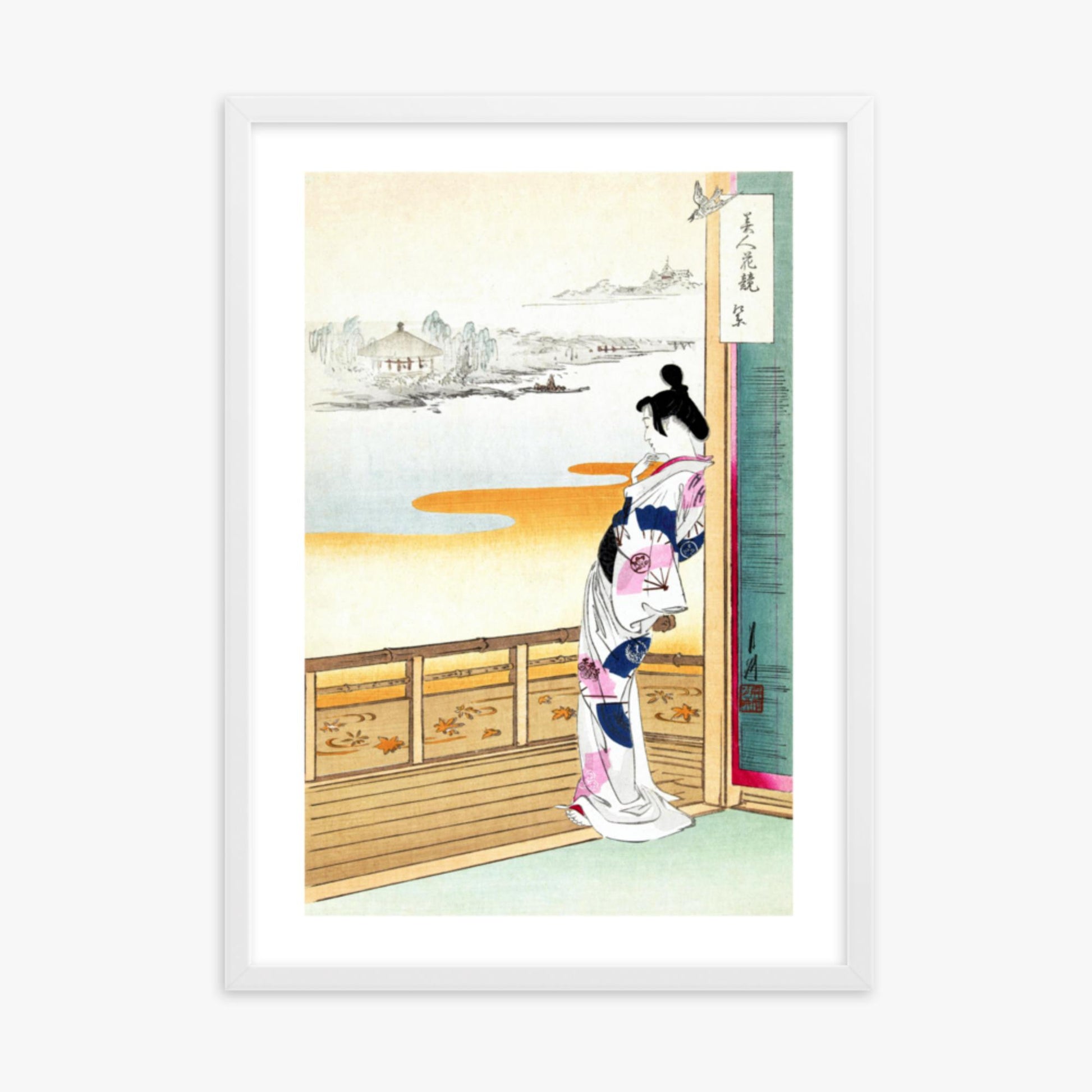 Ogata Gekko - The Call of the Cuckoo 50x70 cm Poster With White Frame