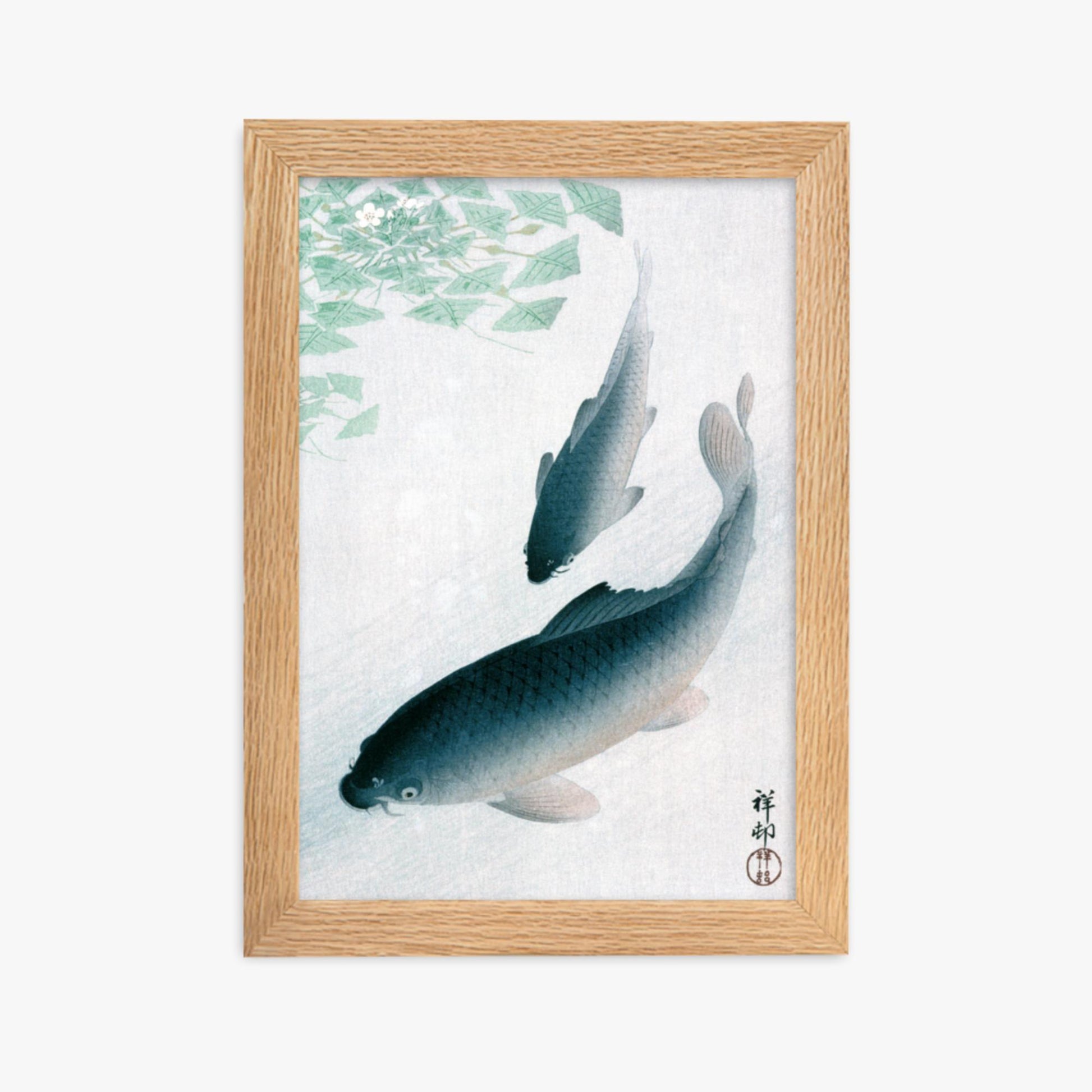 Ohara Koson - Carp or Koi 21x30 cm Poster With Oak Frame