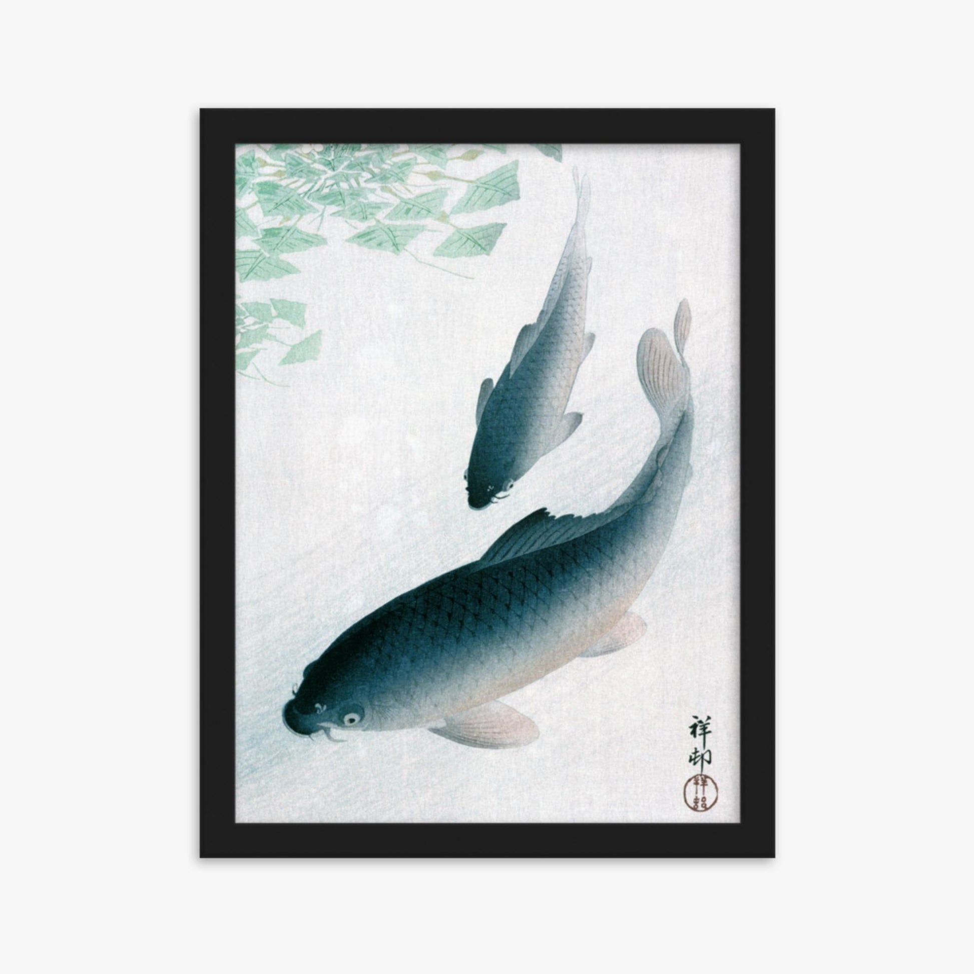 Ohara Koson - Carp or Koi 30x40 cm Poster With Black Frame