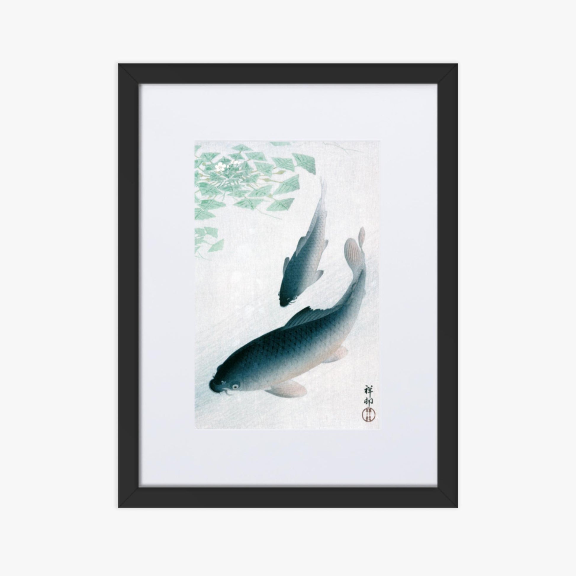 Ohara Koson - Carp or Koi 30x40 cm Poster With Black Frame