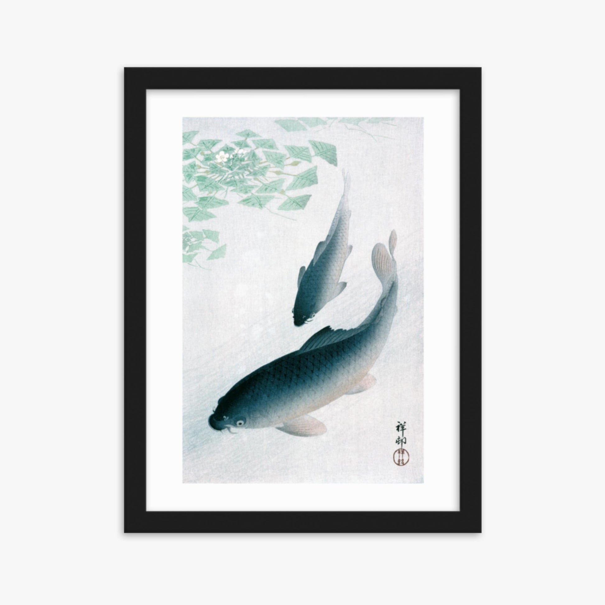 Ohara Koson - Carp or Koi 30x40 cm Poster With Black Frame