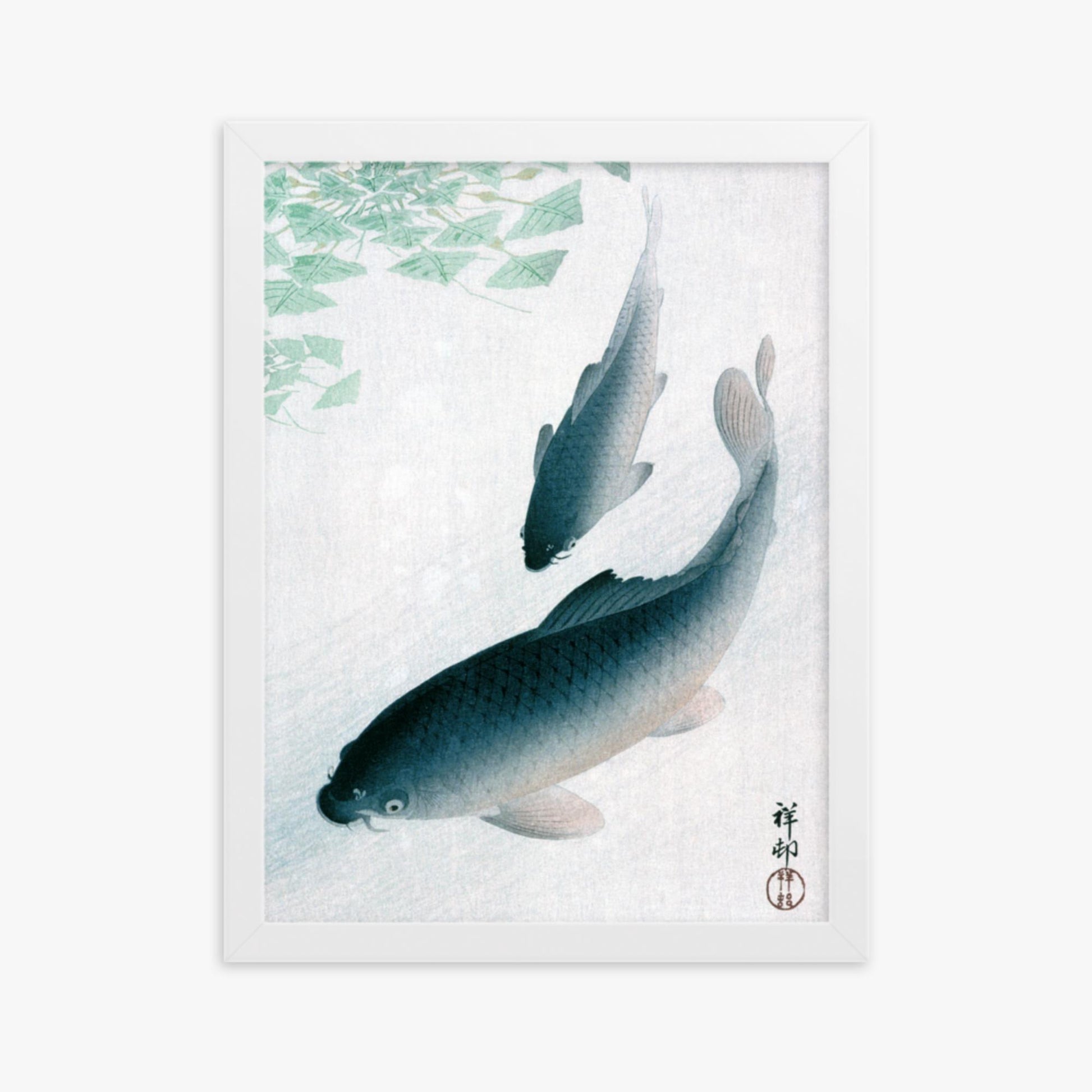 Ohara Koson - Carp or Koi 30x40 cm Poster With White Frame