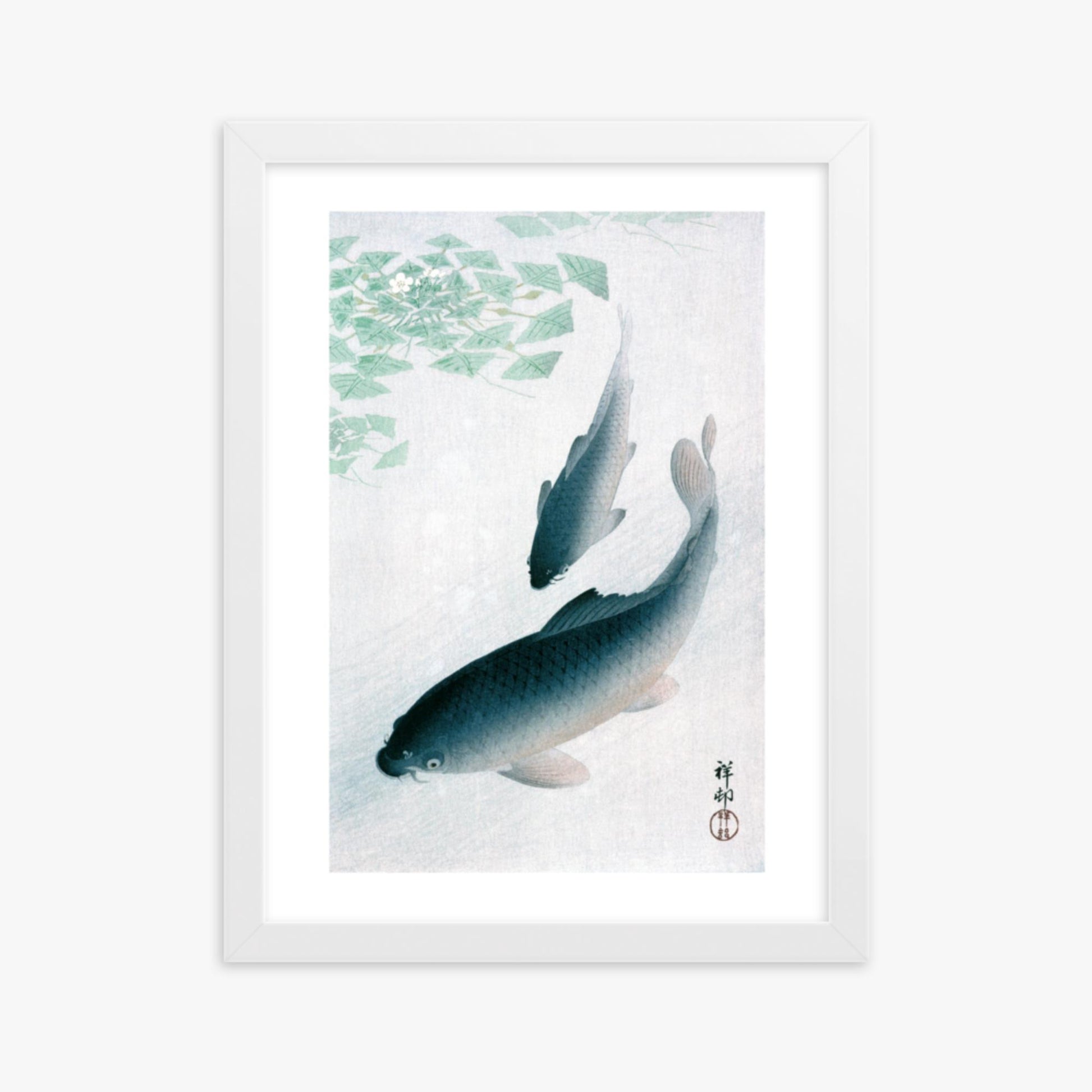 Ohara Koson - Carp or Koi 30x40 cm Poster With White Frame