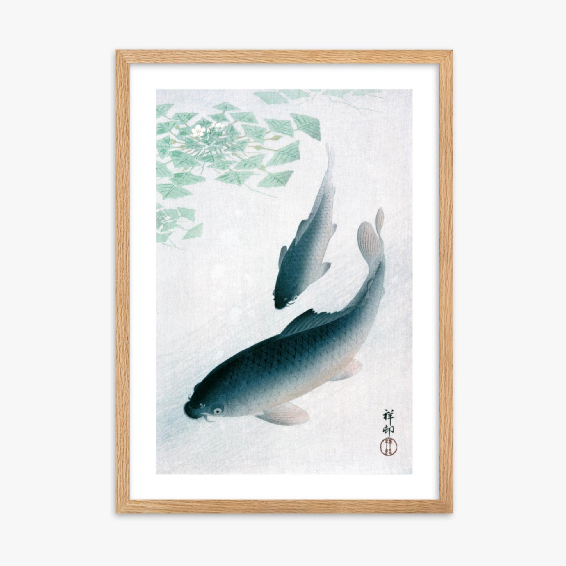 Ohara Koson - Carp or Koi 50x70 cm Poster With Oak Frame