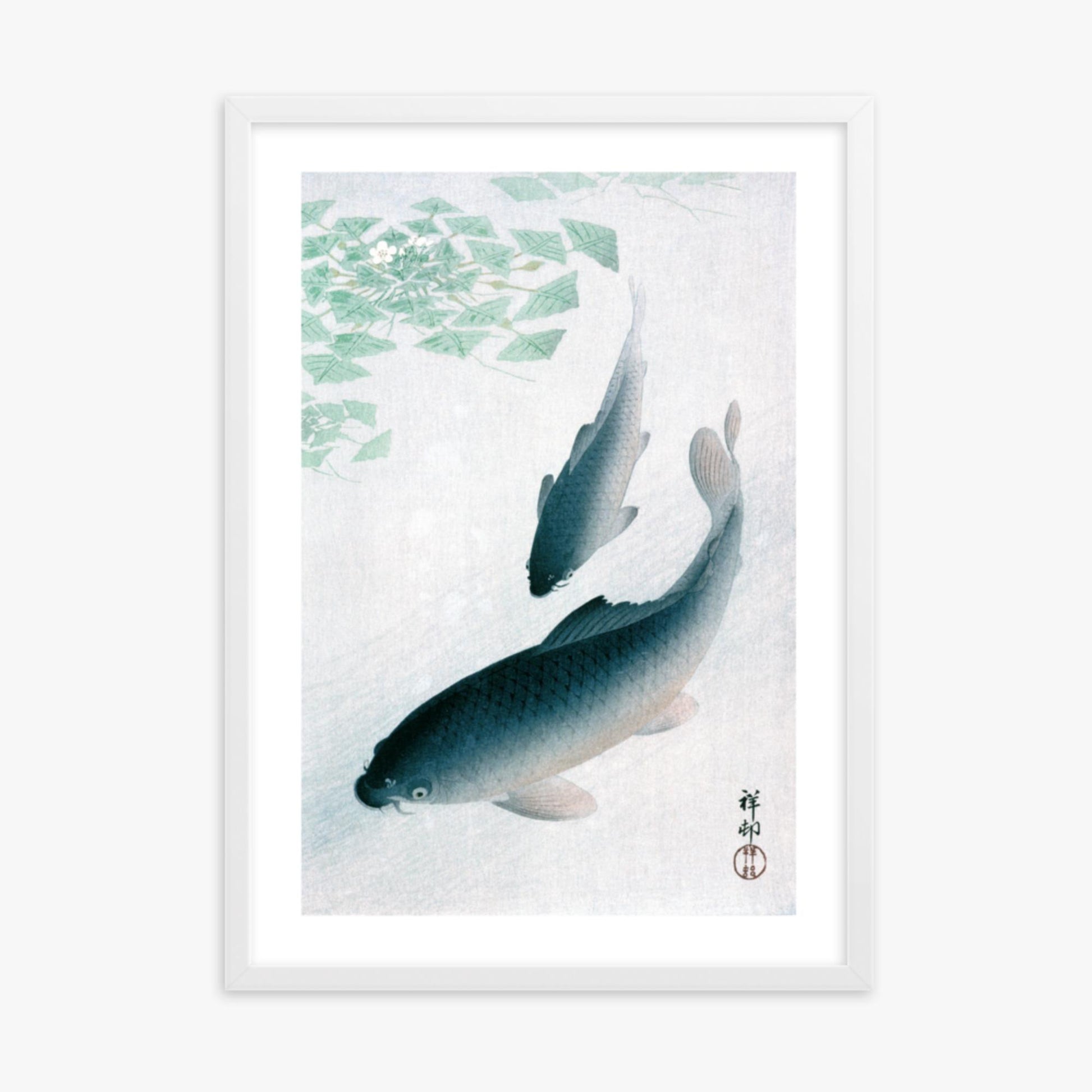 Ohara Koson - Carp or Koi 50x70 cm Poster With White Frame