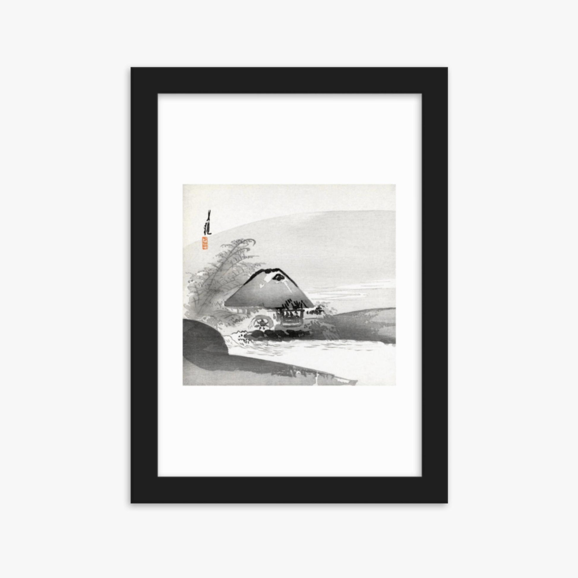 Ogata Gekko - River Landscape 21x30 cm Poster With Black Frame