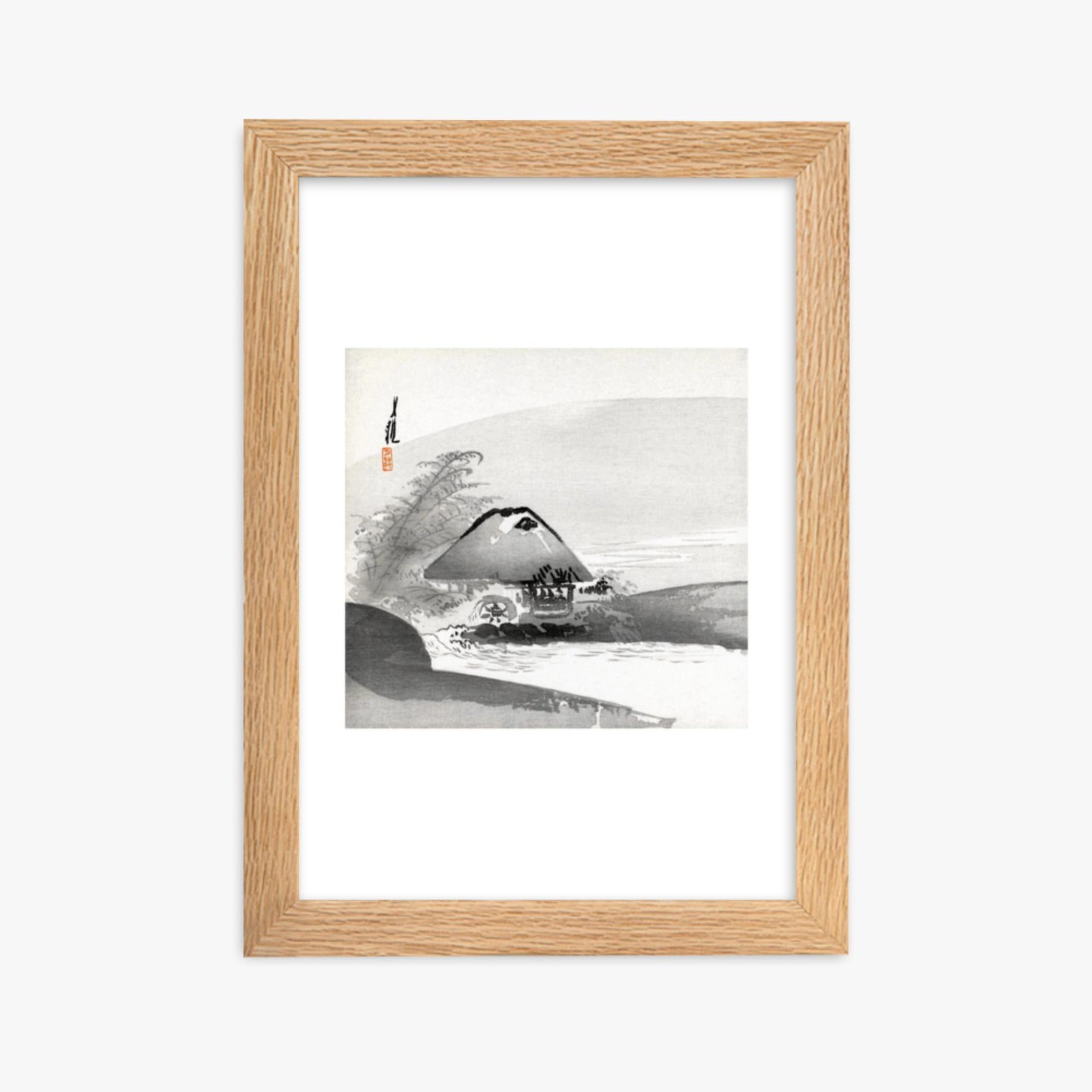 Ogata Gekko - River Landscape 21x30 cm Poster With Oak Frame