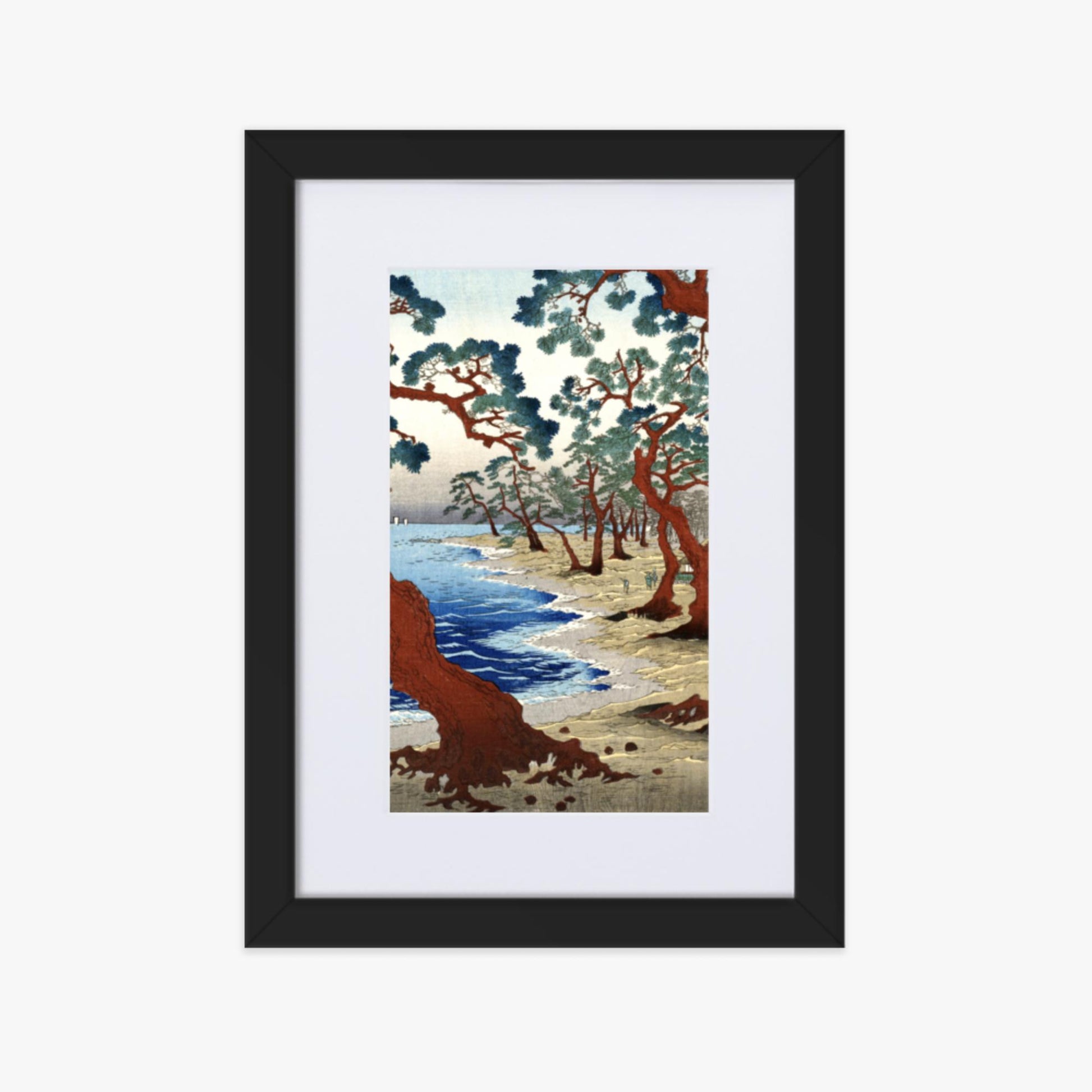 Utagawa Hiroshige - Maiko Beach in Harima Province 21x30 cm Poster With Black Frame