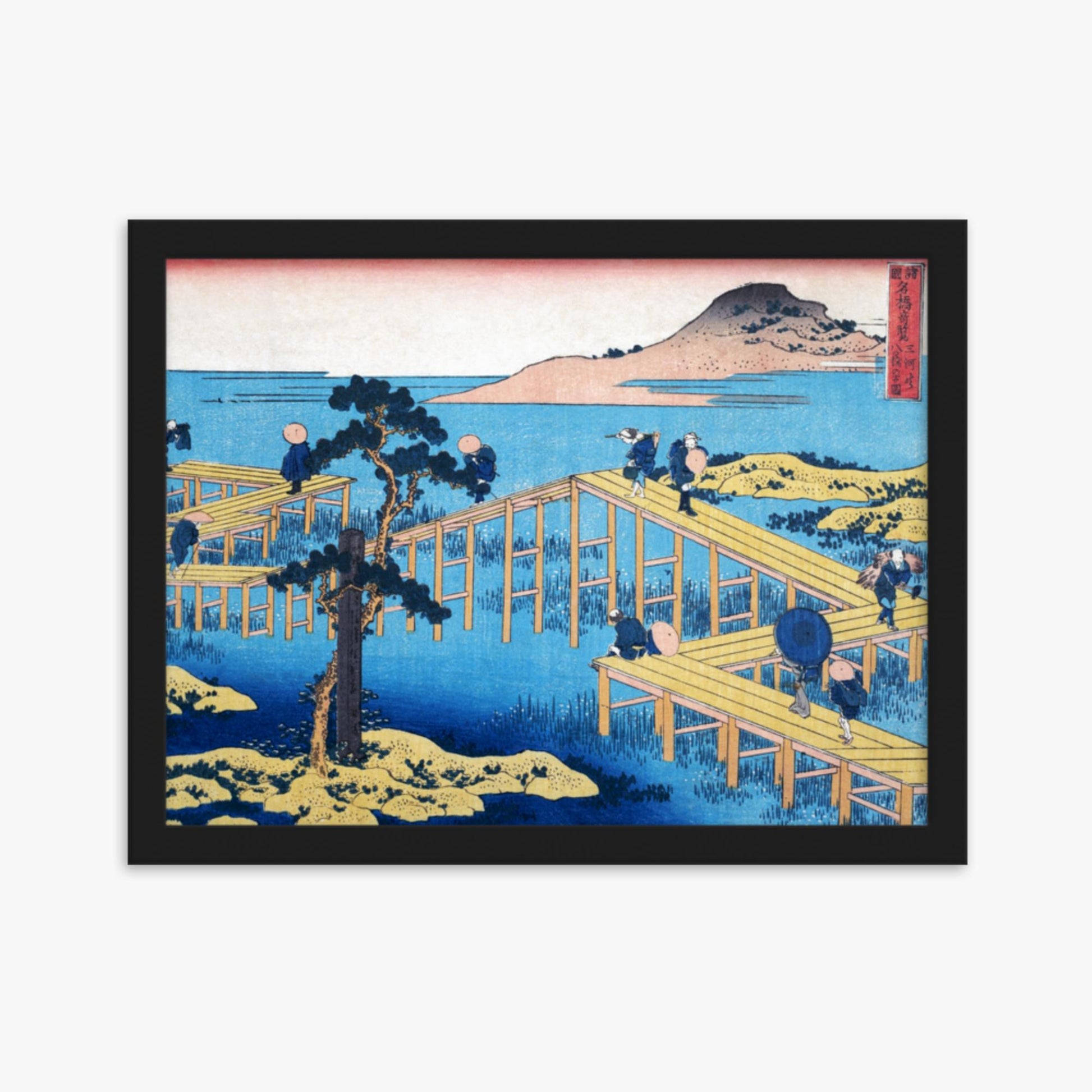 Katsushika Hokusai - Ancient View of Yatsuhashi in Mikawa Province 30x40 cm Poster With Black Frame