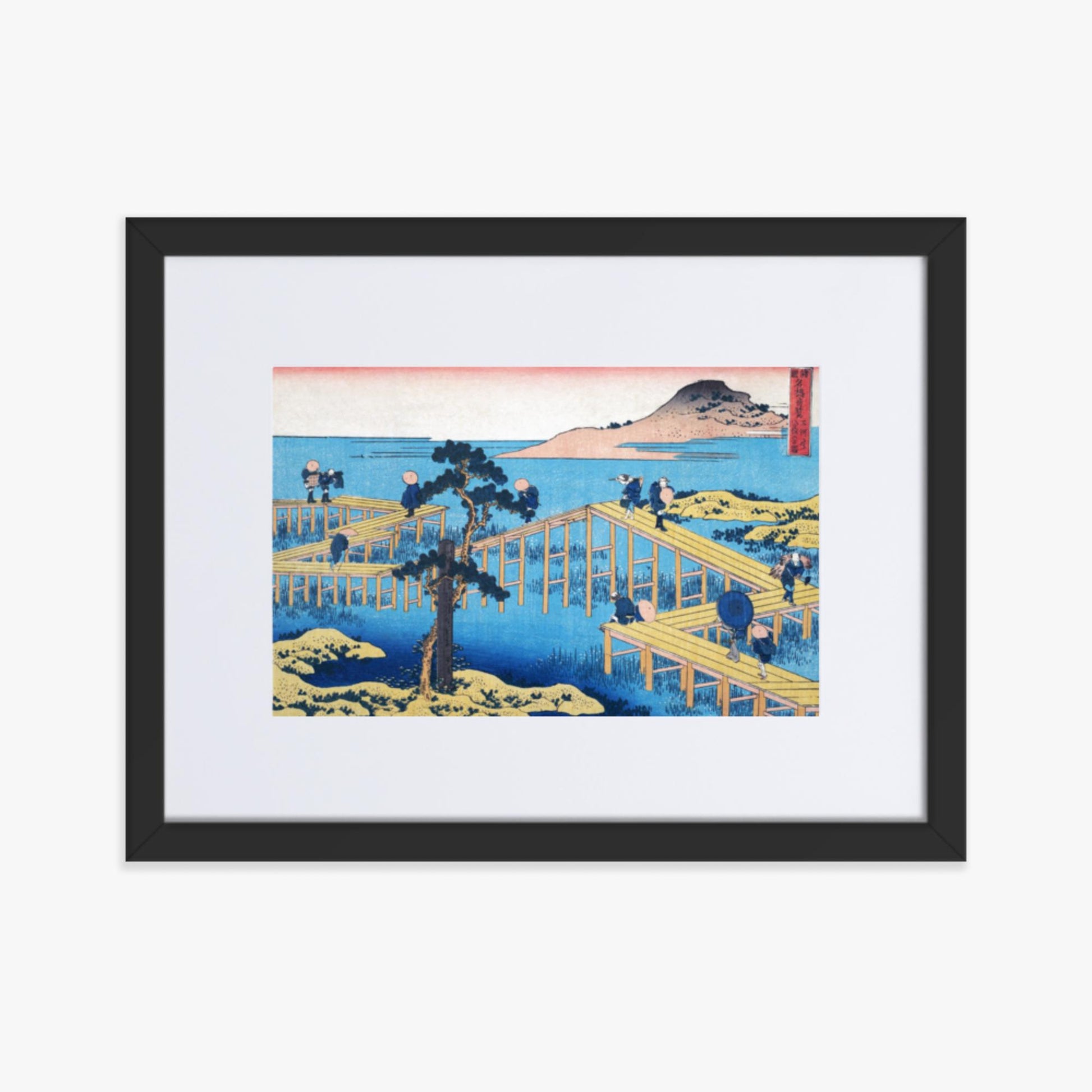 Katsushika Hokusai - Ancient View of Yatsuhashi in Mikawa Province 30x40 cm Poster With Black Frame