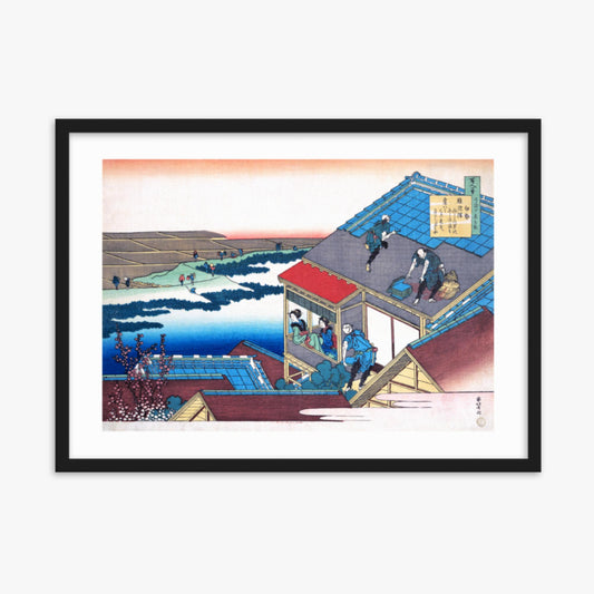 Katsushika Hokusai - Poem by Lady Ise 50x70 cm Poster With Black Frame