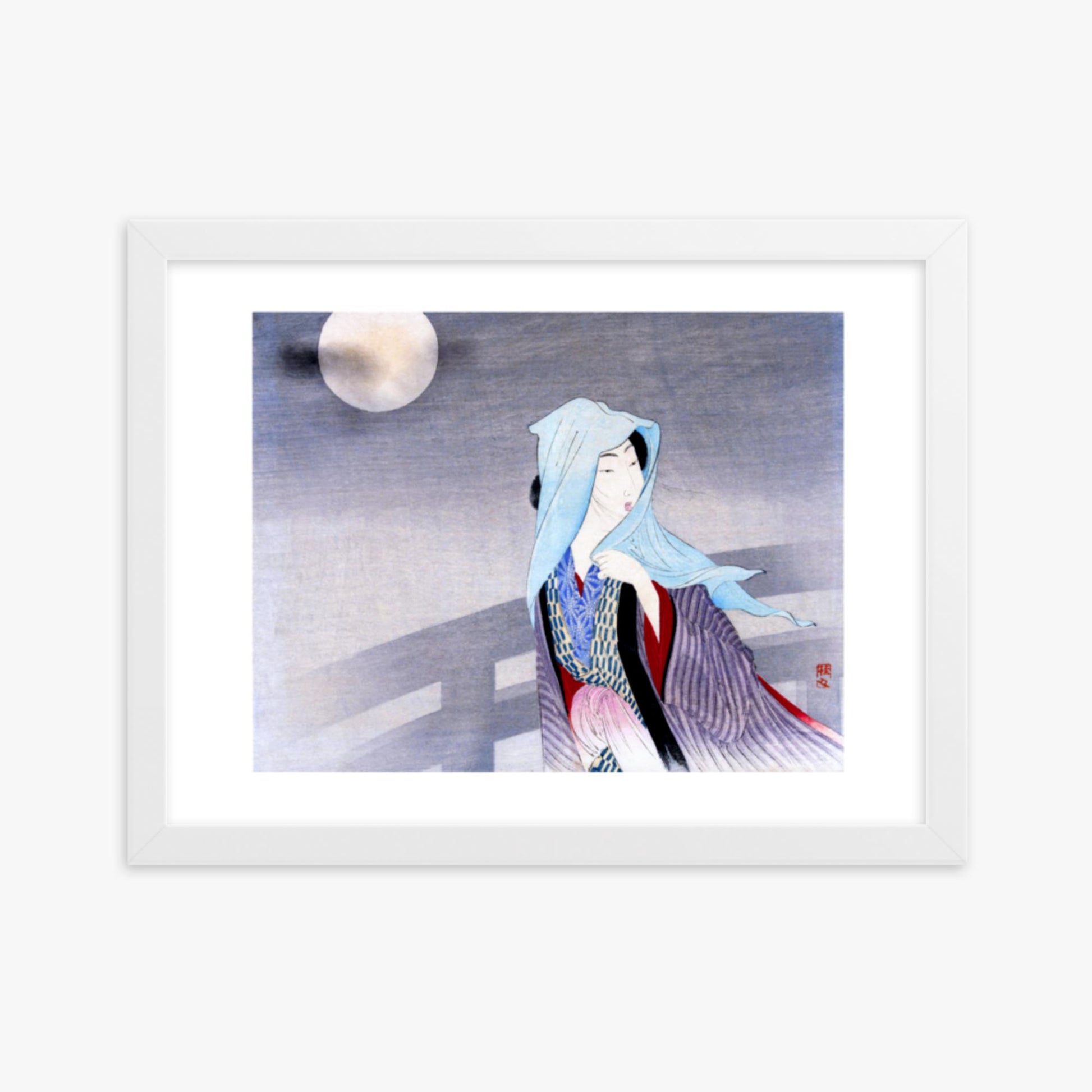 Takeuchi Keishu - Full Moon 30x40 cm Poster With White Frame