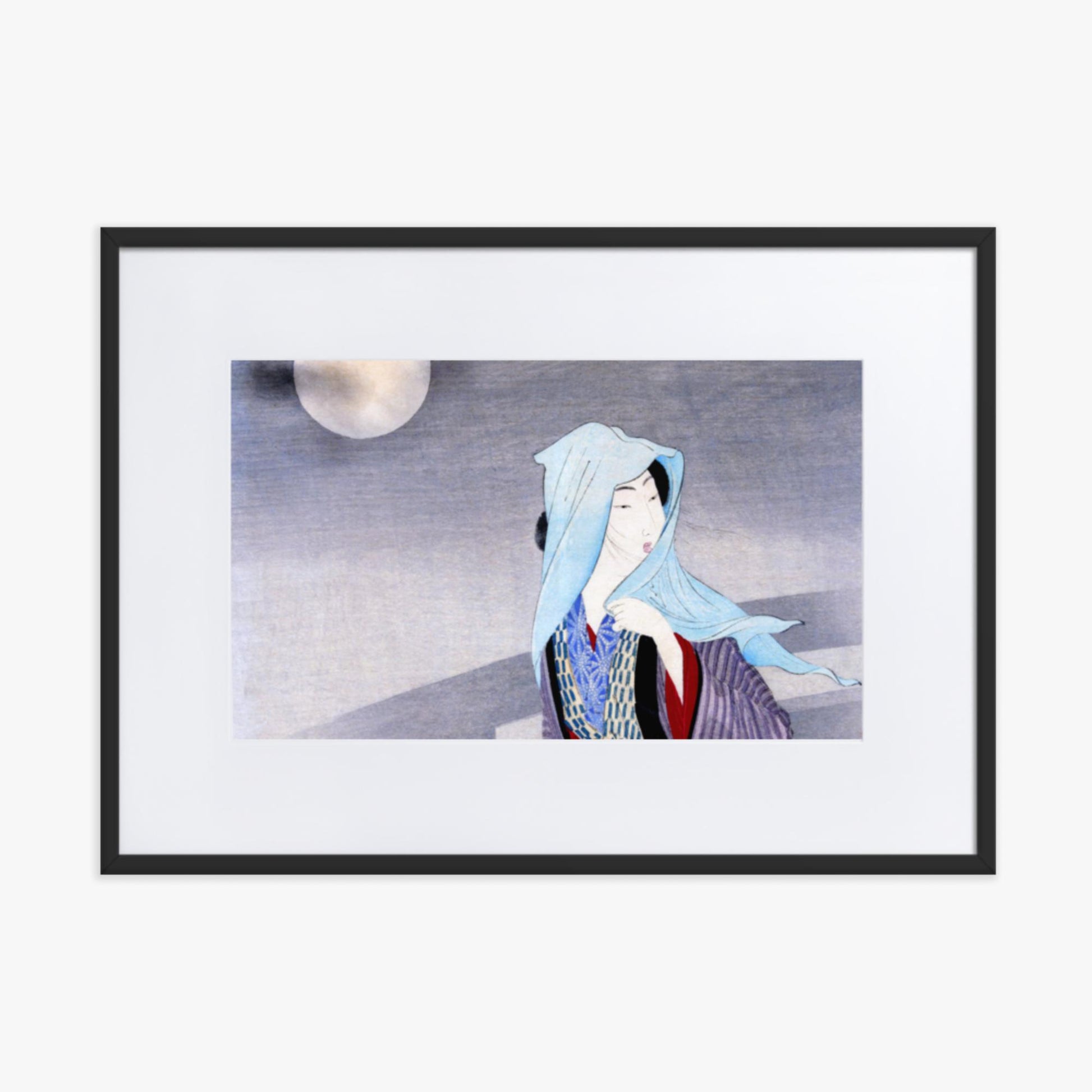 Takeuchi Keishu - Full Moon 50x70 cm Poster With Black Frame