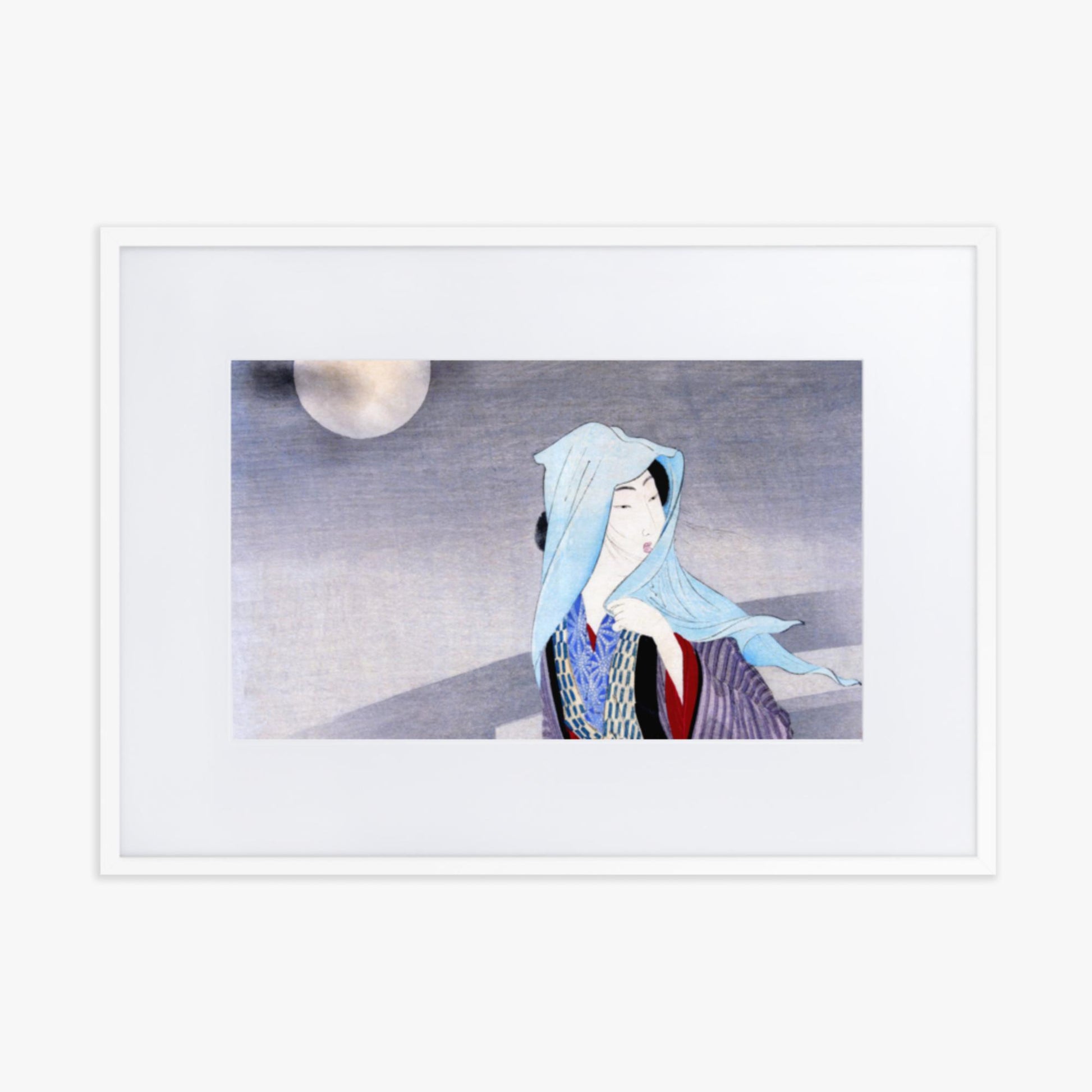 Takeuchi Keishu - Full Moon 50x70 cm Poster With White Frame