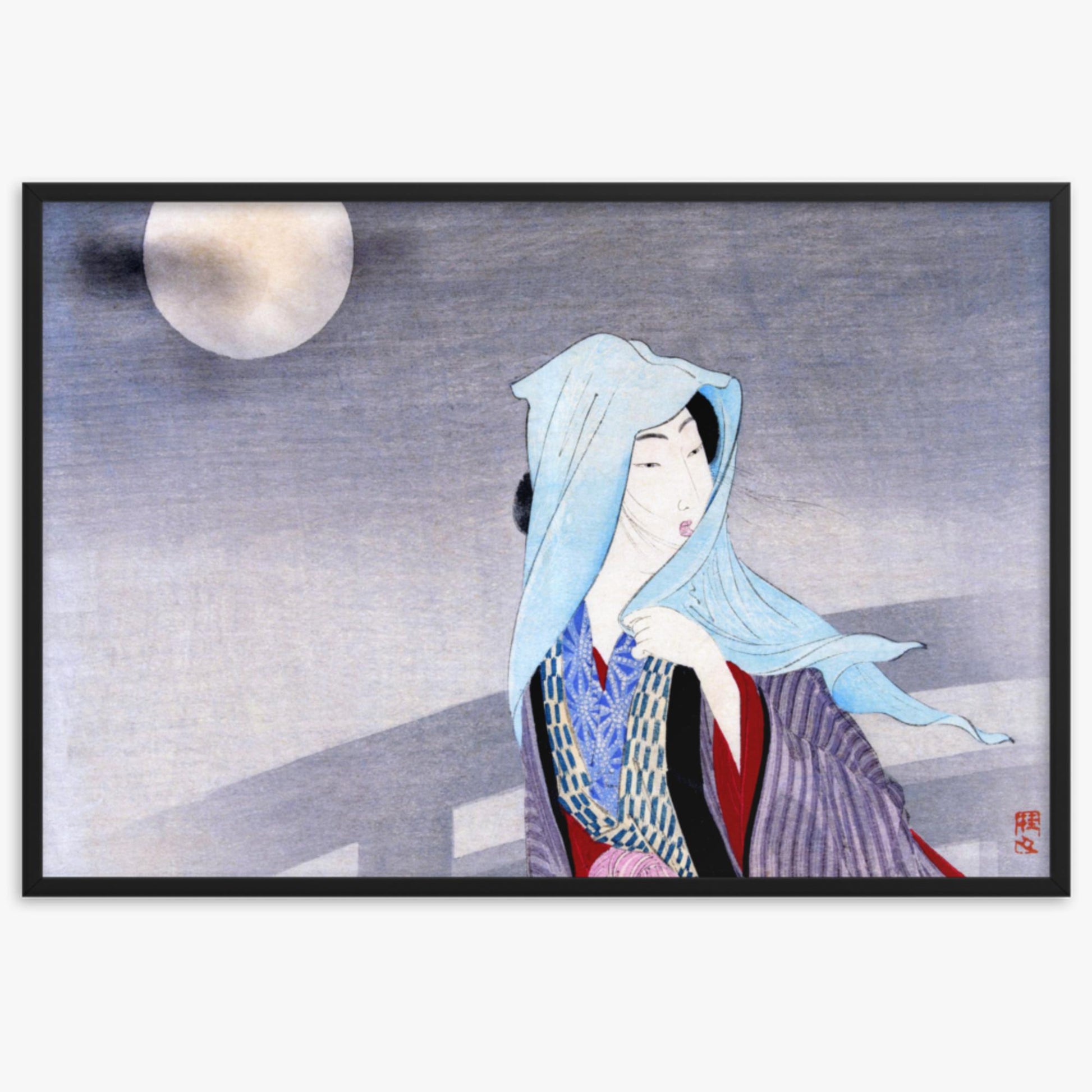 Takeuchi Keishu - Full Moon 61x91 cm Poster With Black Frame