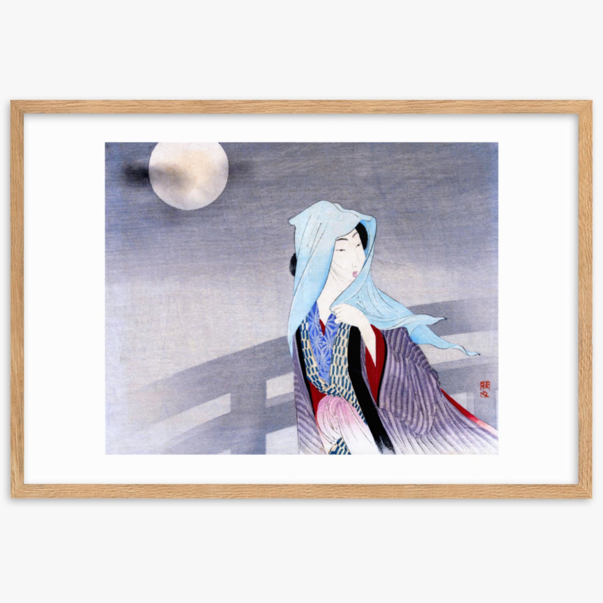 Takeuchi Keishu - Full Moon 61x91 cm Poster With Oak Frame