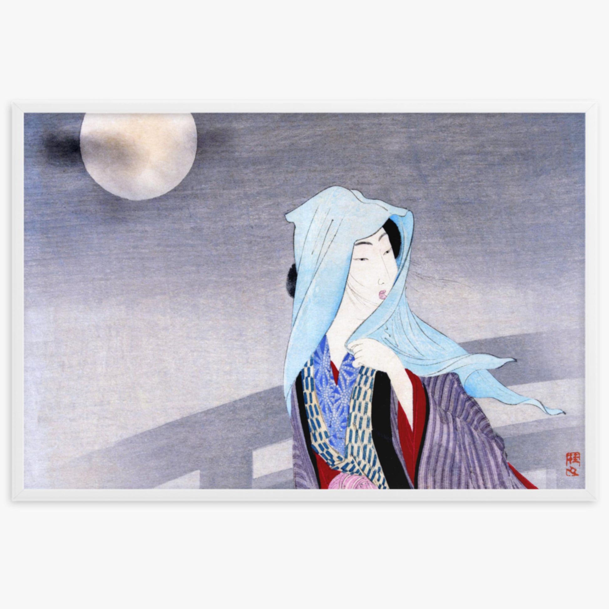 Takeuchi Keishu - Full Moon 61x91 cm Poster With White Frame