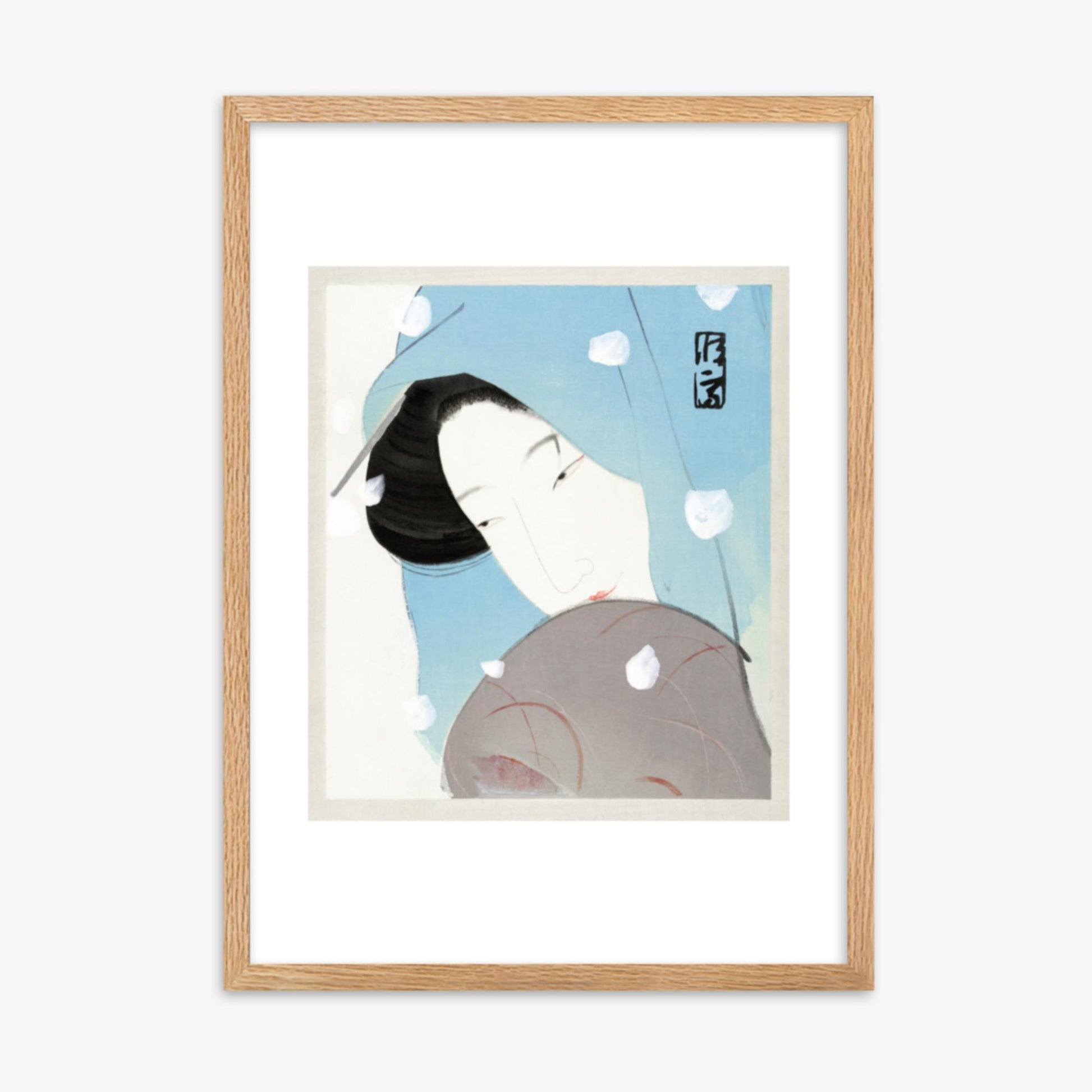 Kitano Tsunetomi - Umegawa 50x70 cm Poster With Oak Frame