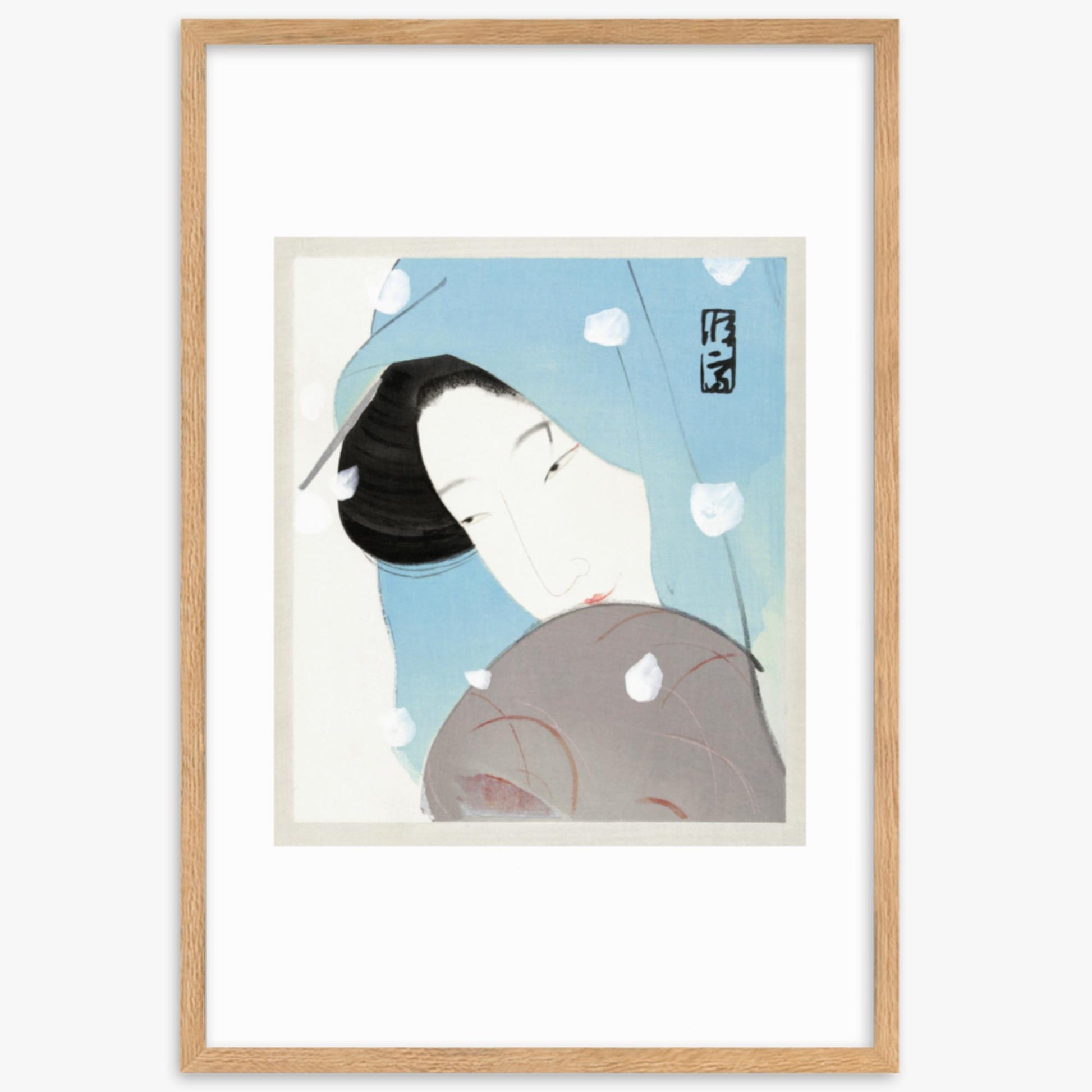 Kitano Tsunetomi - Umegawa 61x91 cm Poster With Oak Frame