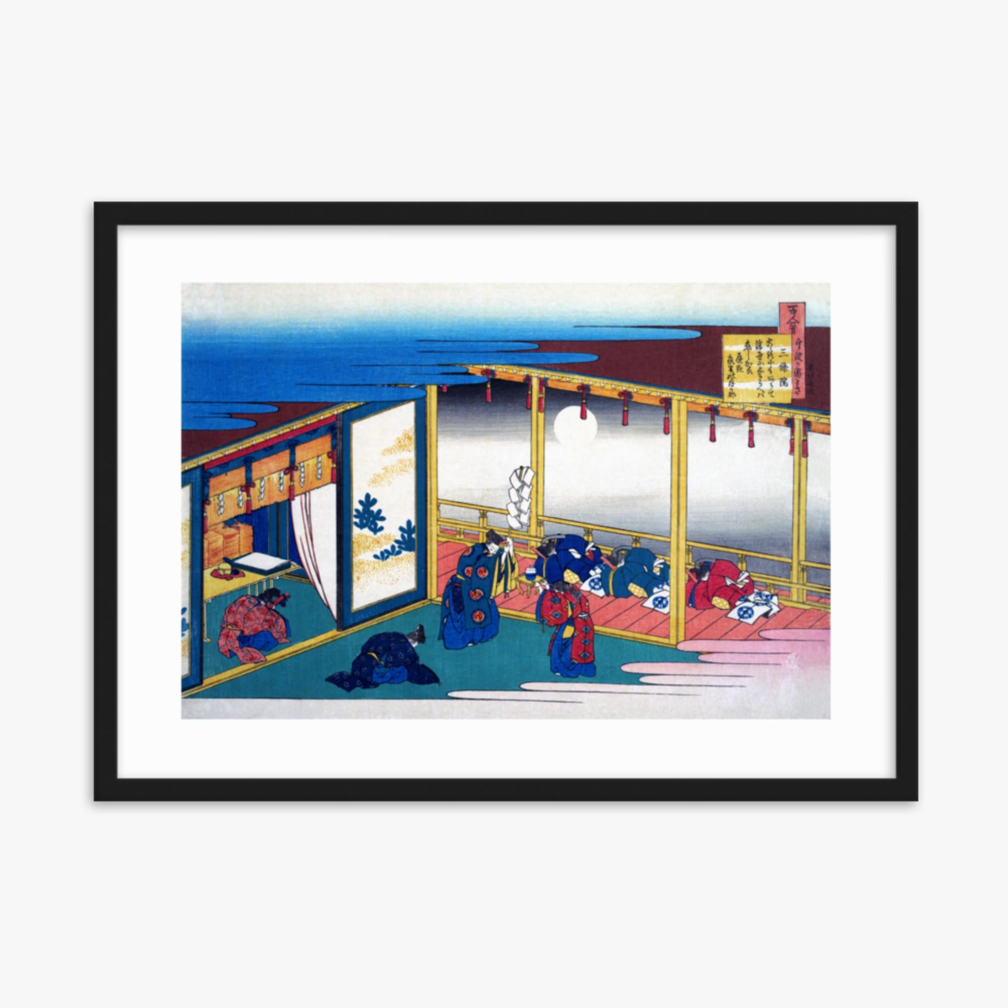 Katsushika Hokusai - Poem by Sanjō-in 50x70 cm Poster With Black Frame