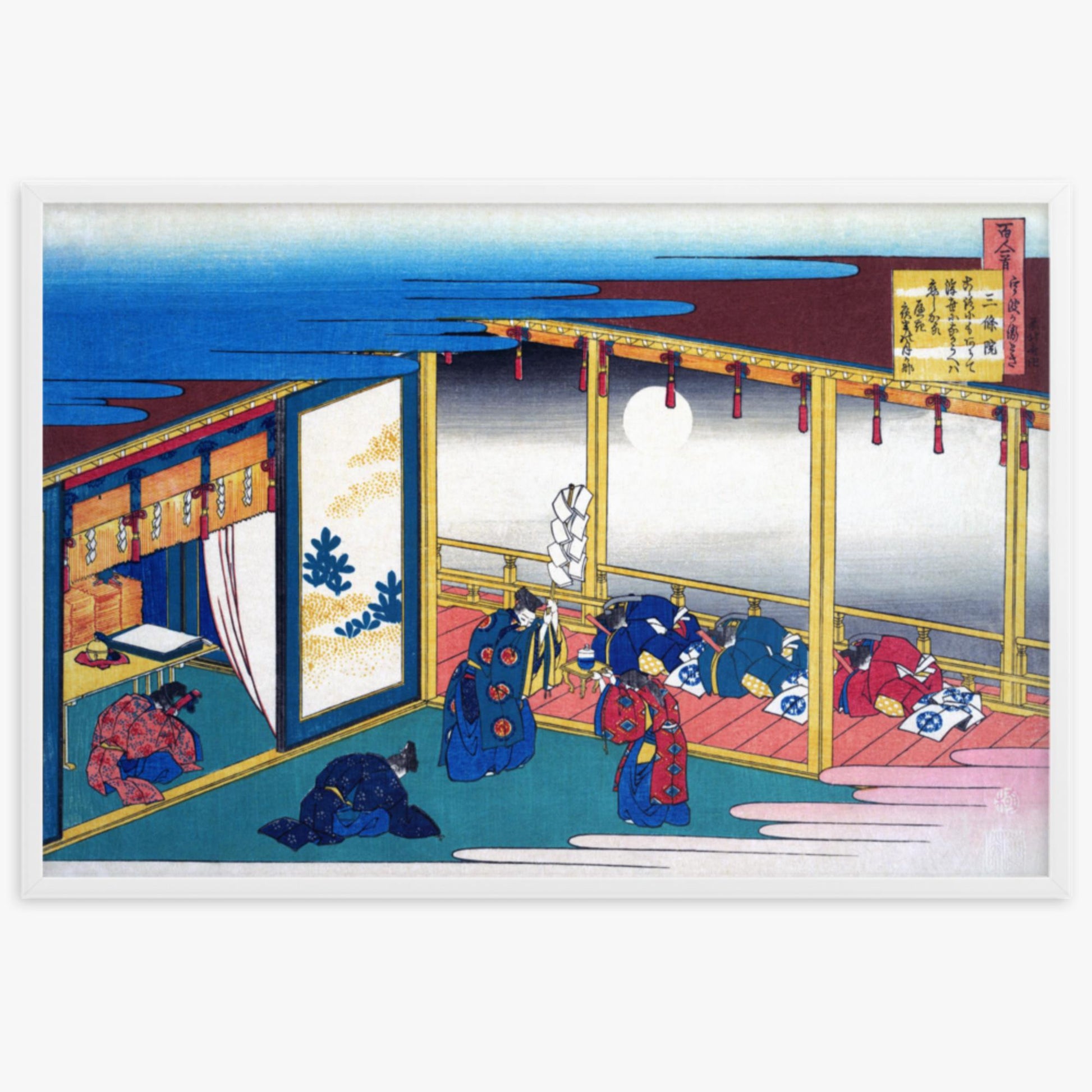 Katsushika Hokusai - Poem by Sanjō-in 61x91 cm Poster With White Frame