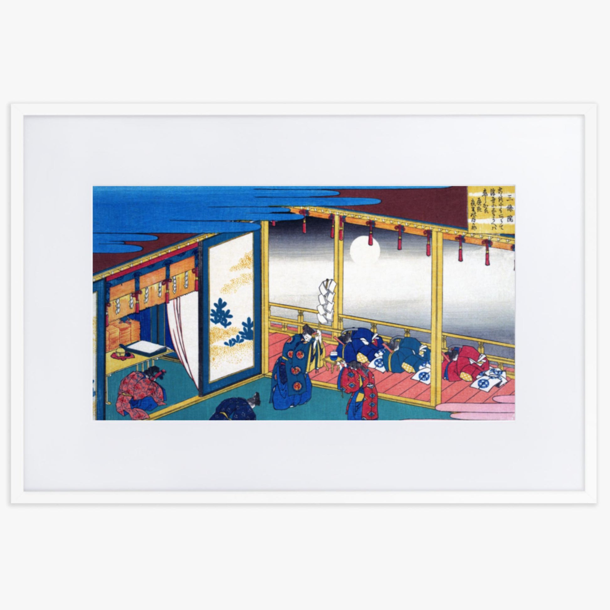 Katsushika Hokusai - Poem by Sanjō-in 61x91 cm Poster With White Frame