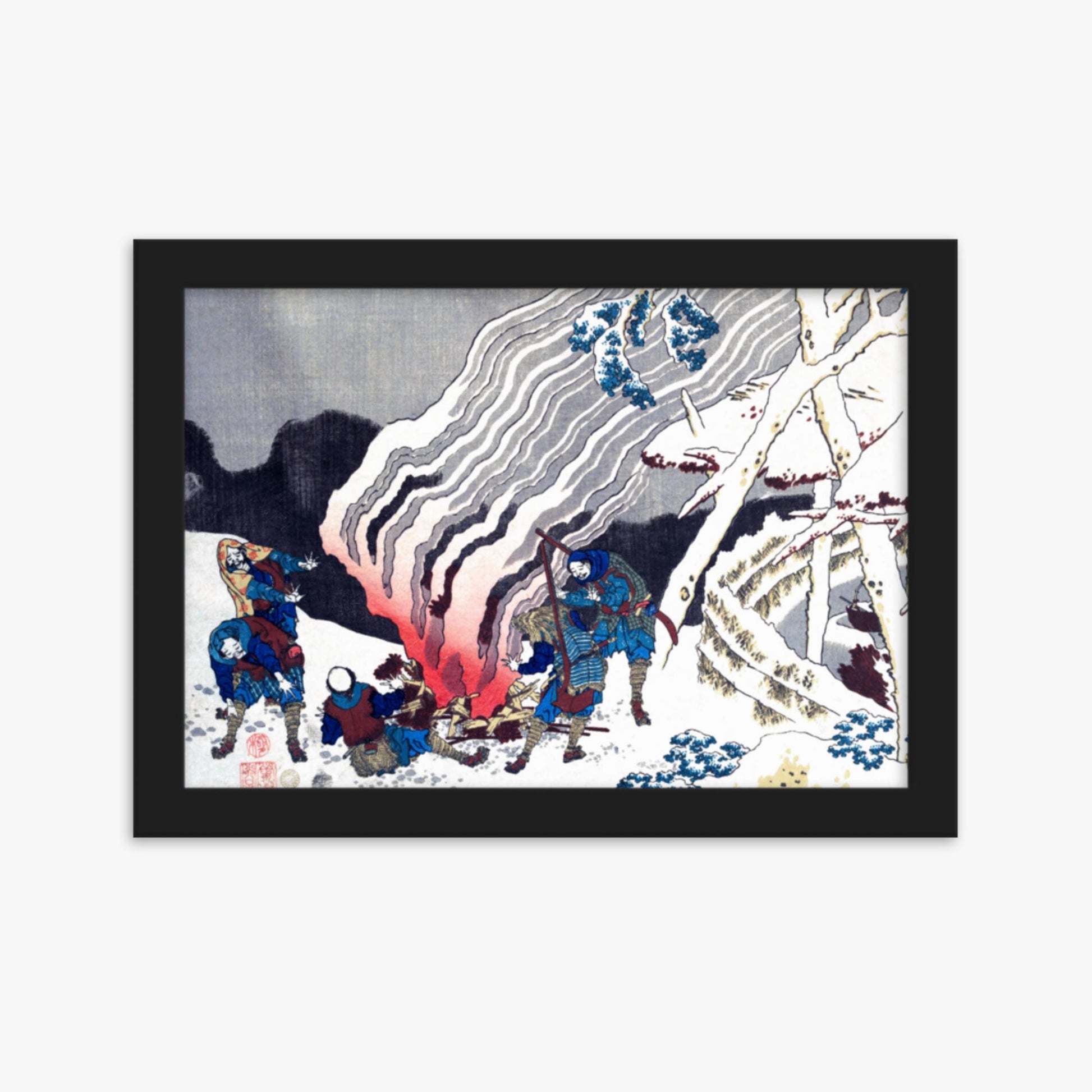 Katsushika Hokusai - Poem by Minamoto no Muneyuki Ason 21x30 cm Poster With Black Frame