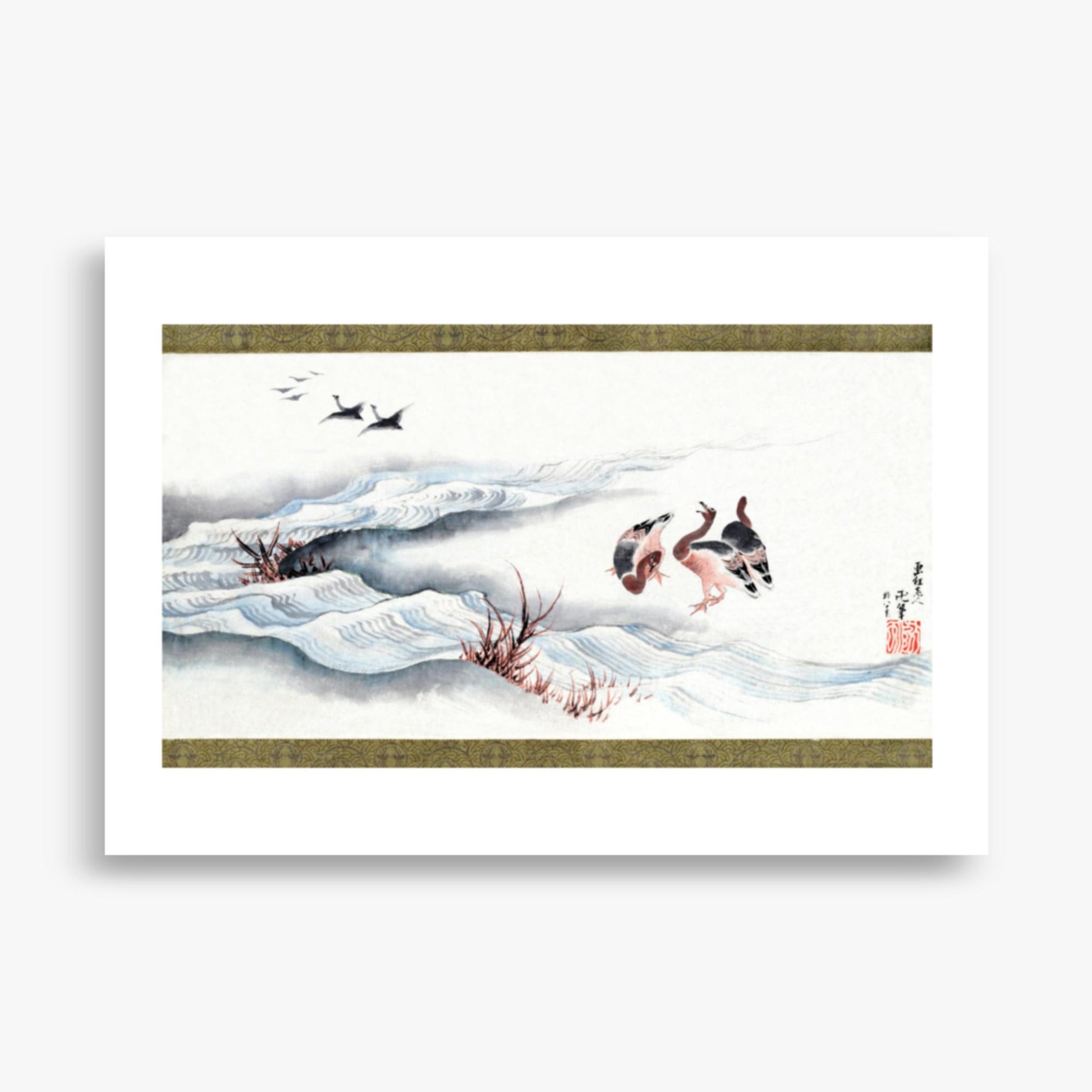 Katsushika Hokusai - Wild Geese and Water 70x100 cm Poster