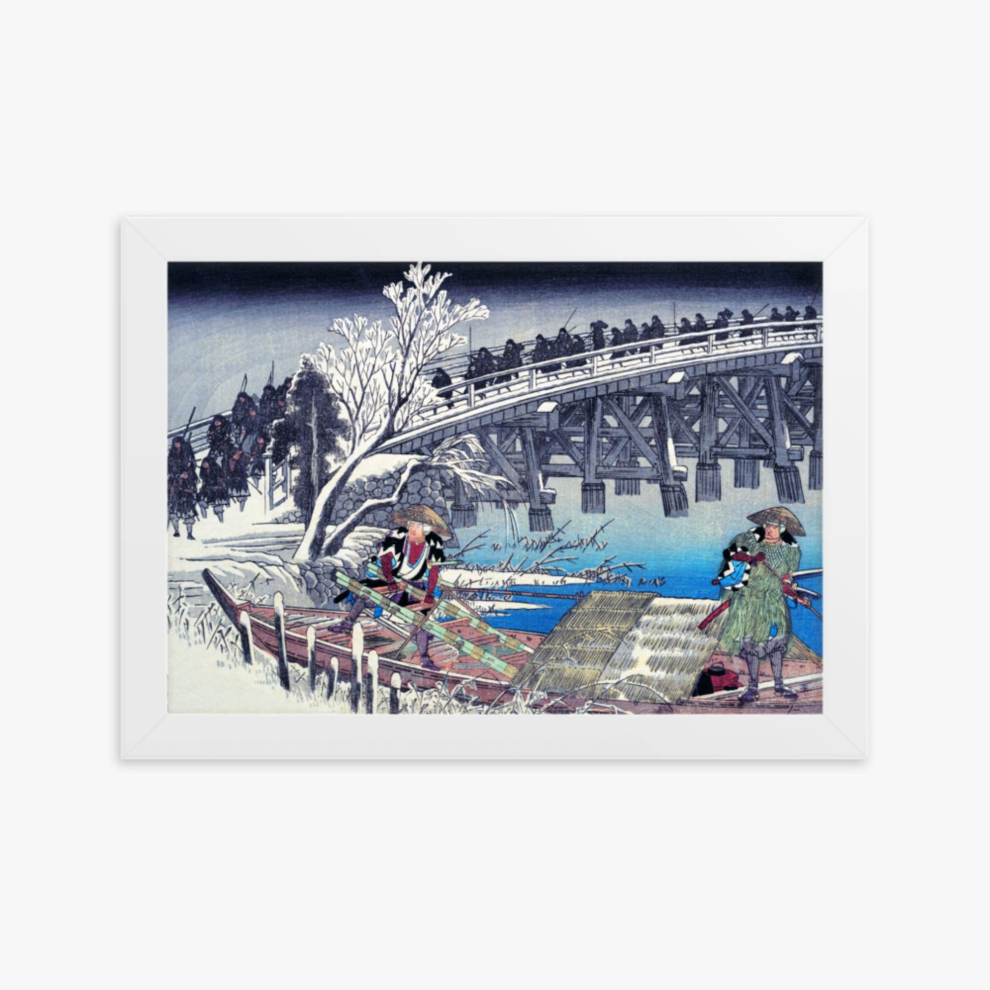 Utagawa Hiroshige - Scene I in Act XI of Chushingura 21x30 cm Poster With White Frame