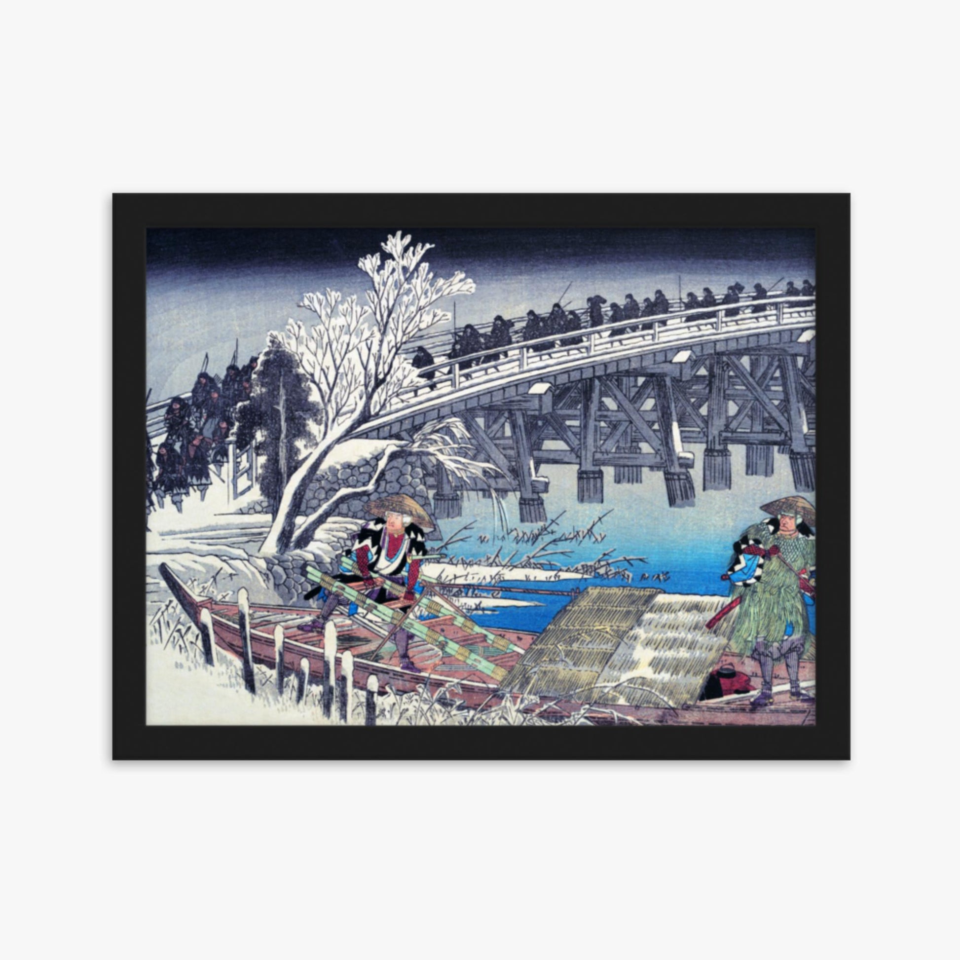 Utagawa Hiroshige - Scene I in Act XI of Chushingura 30x40 cm Poster With Black Frame