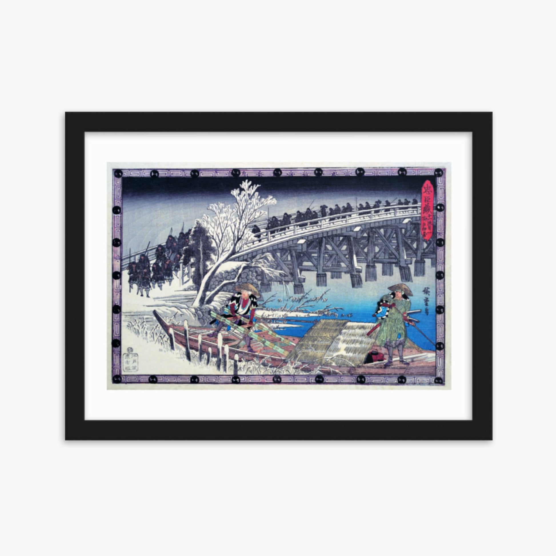 Utagawa Hiroshige - Scene I in Act XI of Chushingura 30x40 cm Poster With Black Frame