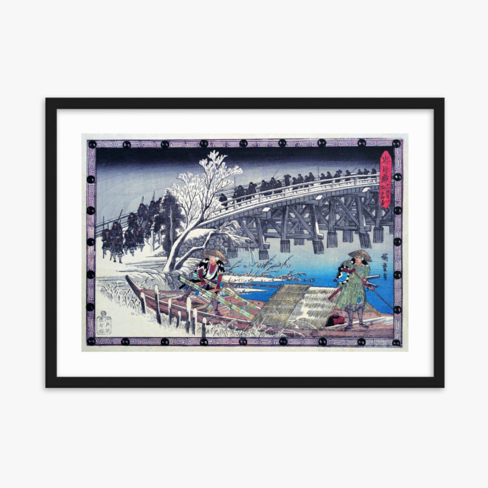 Utagawa Hiroshige - Scene I in Act XI of Chushingura 50x70 cm Poster With Black Frame