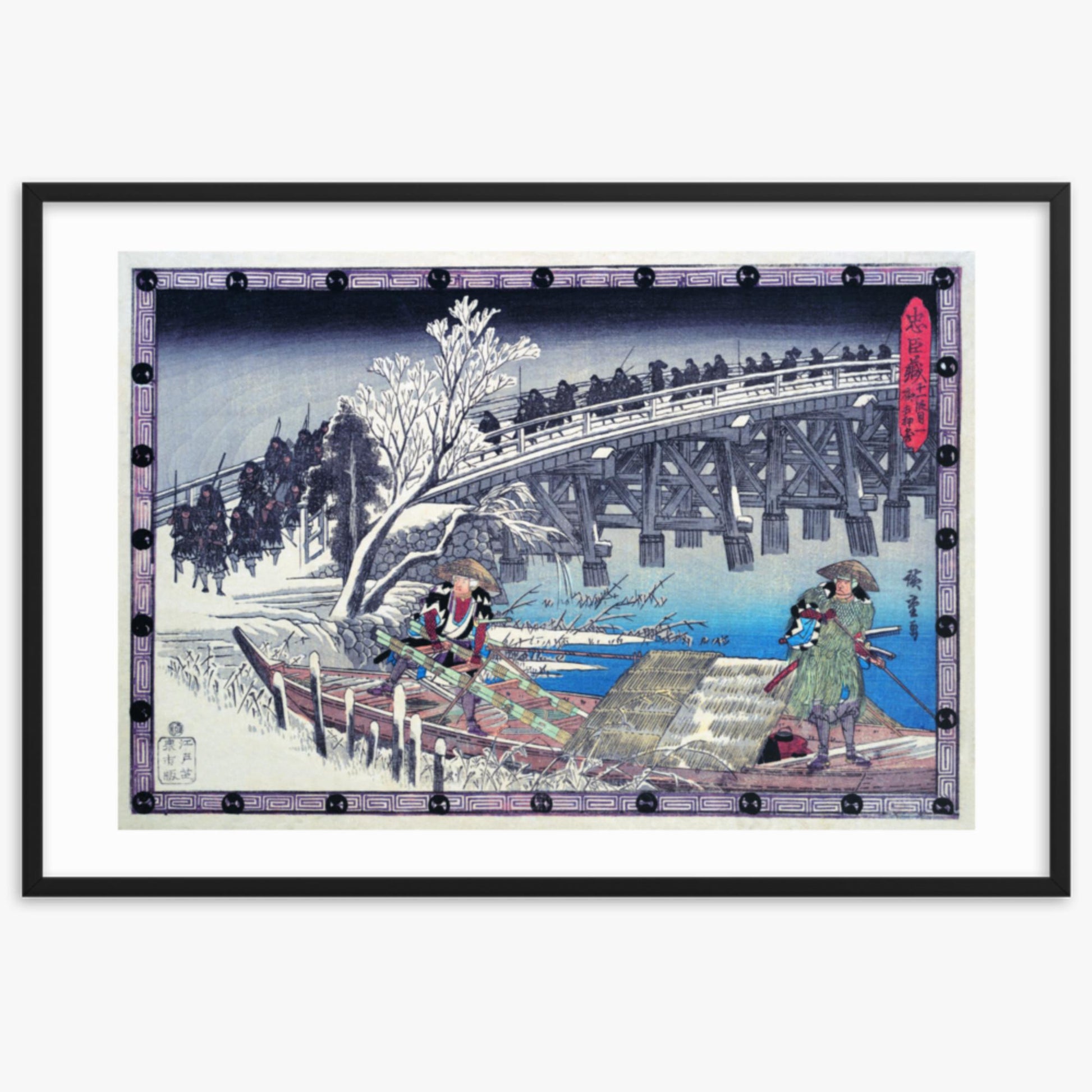 Utagawa Hiroshige - Scene I in Act XI of Chushingura 61x91 cm Poster With Black Frame