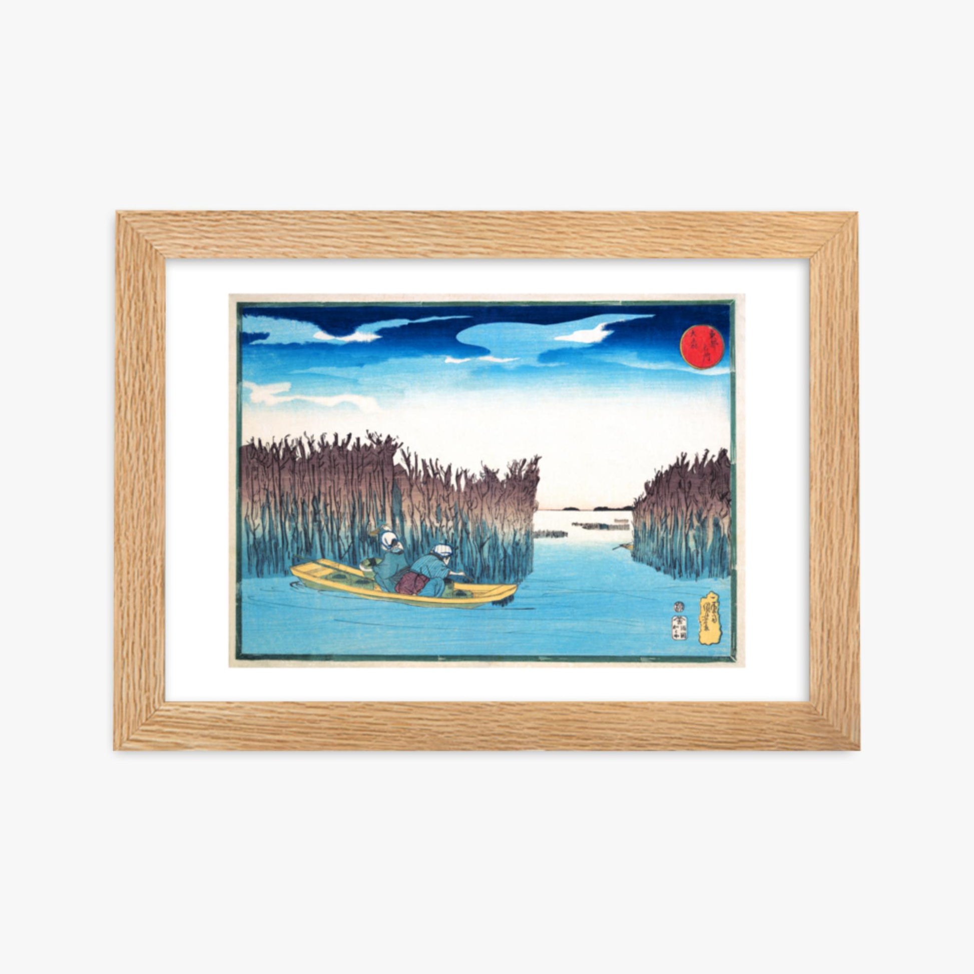 Utagawa Kuniyoshi - Seaweed Gatherers at Omori 21x30 cm Poster With Oak Frame