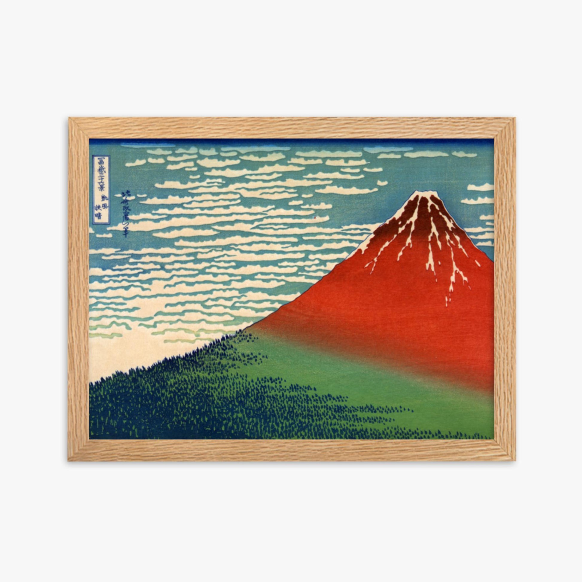 Katsushika Hokusai - Fine Wind, Clear Morning 30x40 cm Poster With Oak Frame