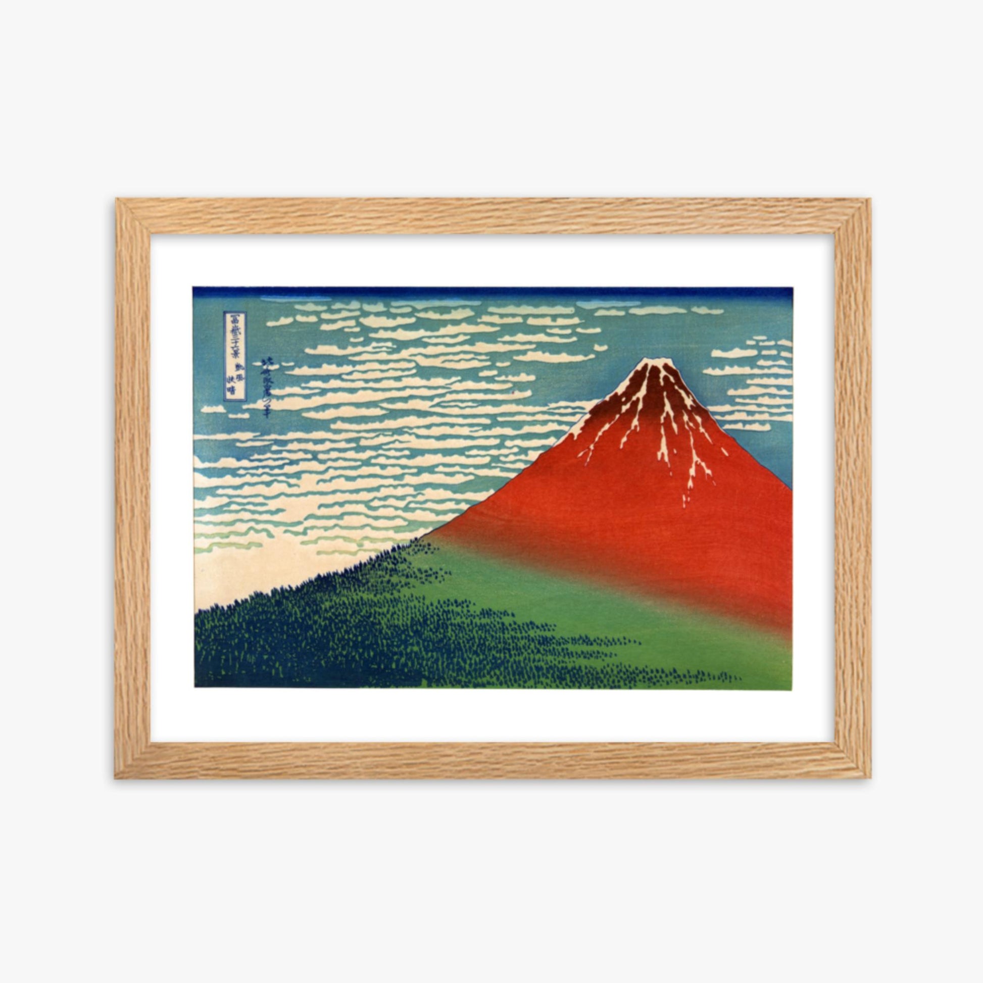 Katsushika Hokusai - Fine Wind, Clear Morning 30x40 cm Poster With Oak Frame