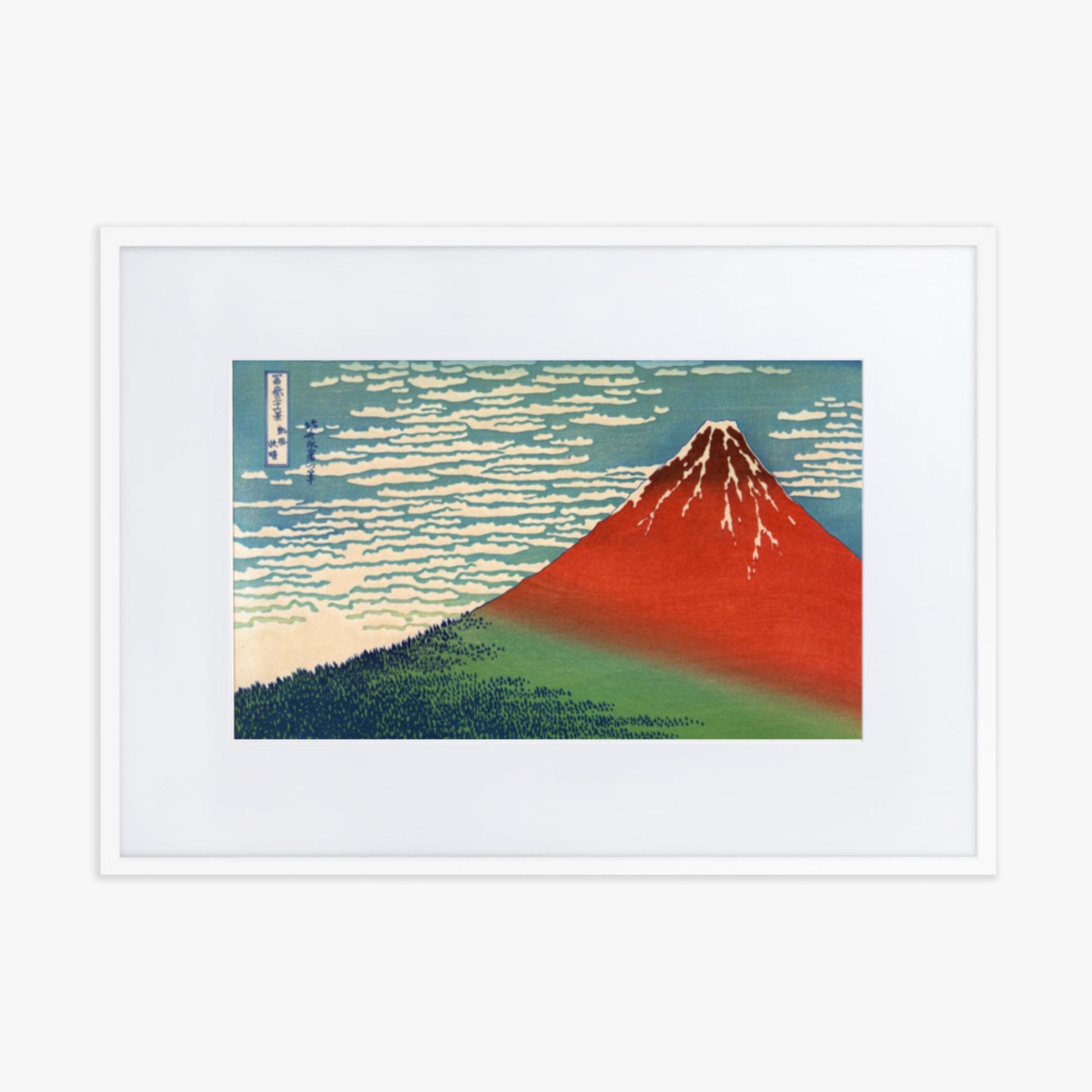 Katsushika Hokusai - Fine Wind, Clear Morning 50x70 cm Poster With White Frame