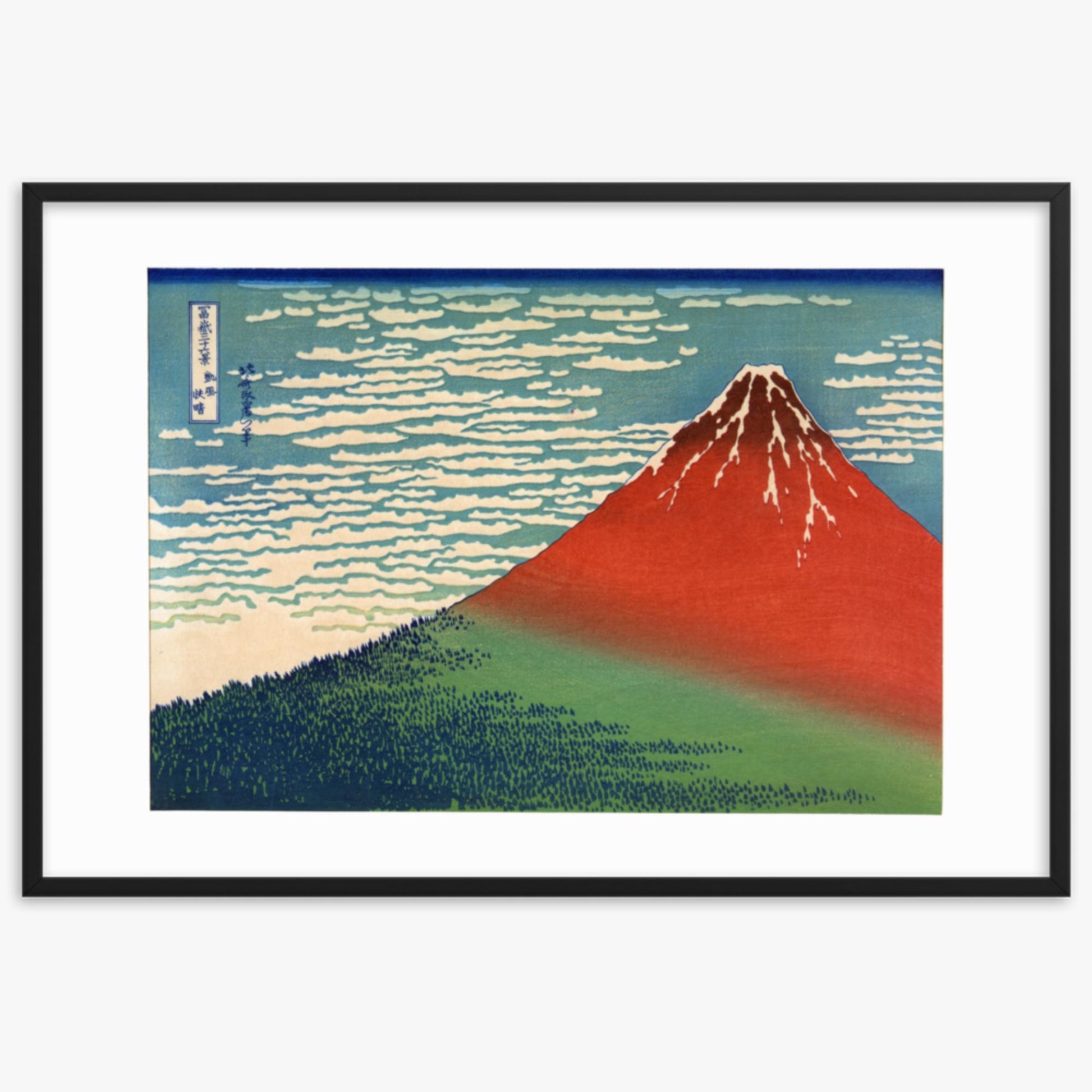 Katsushika Hokusai - Fine Wind, Clear Morning 61x91 cm Poster With Black Frame