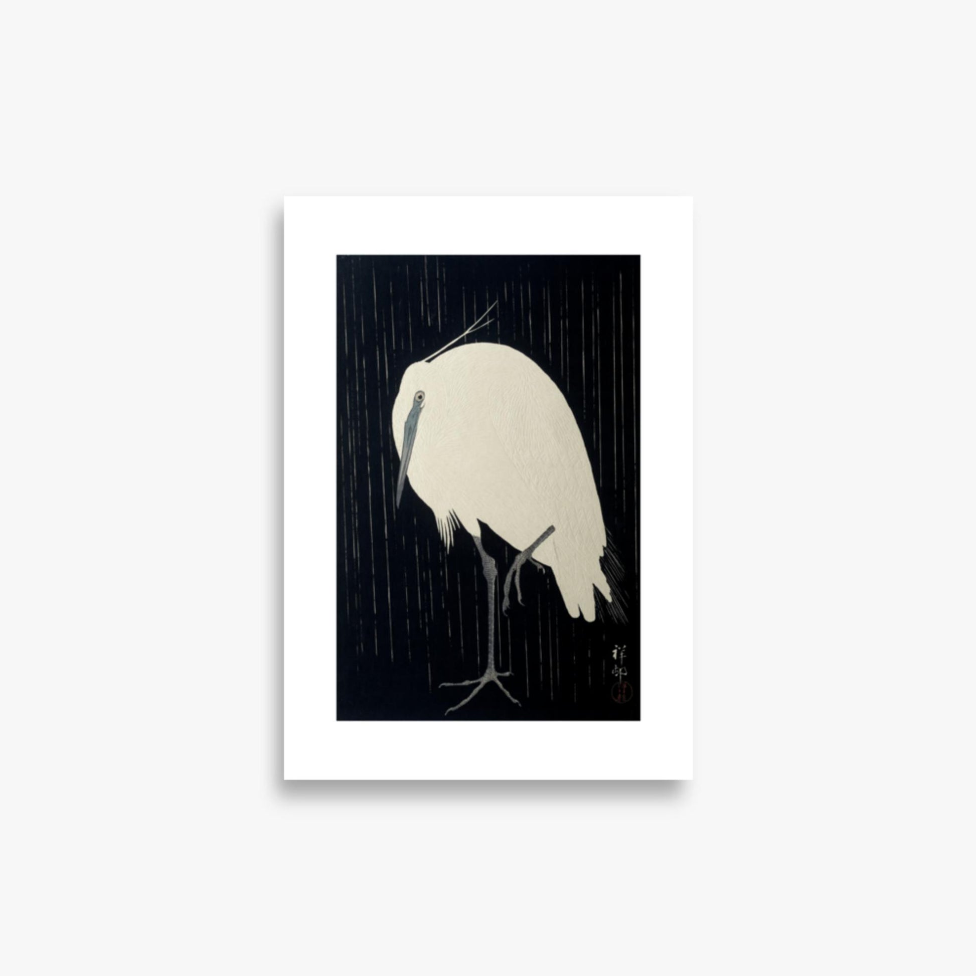 Ohara Koson: Egret in the Rain - 21x30 cm Poster